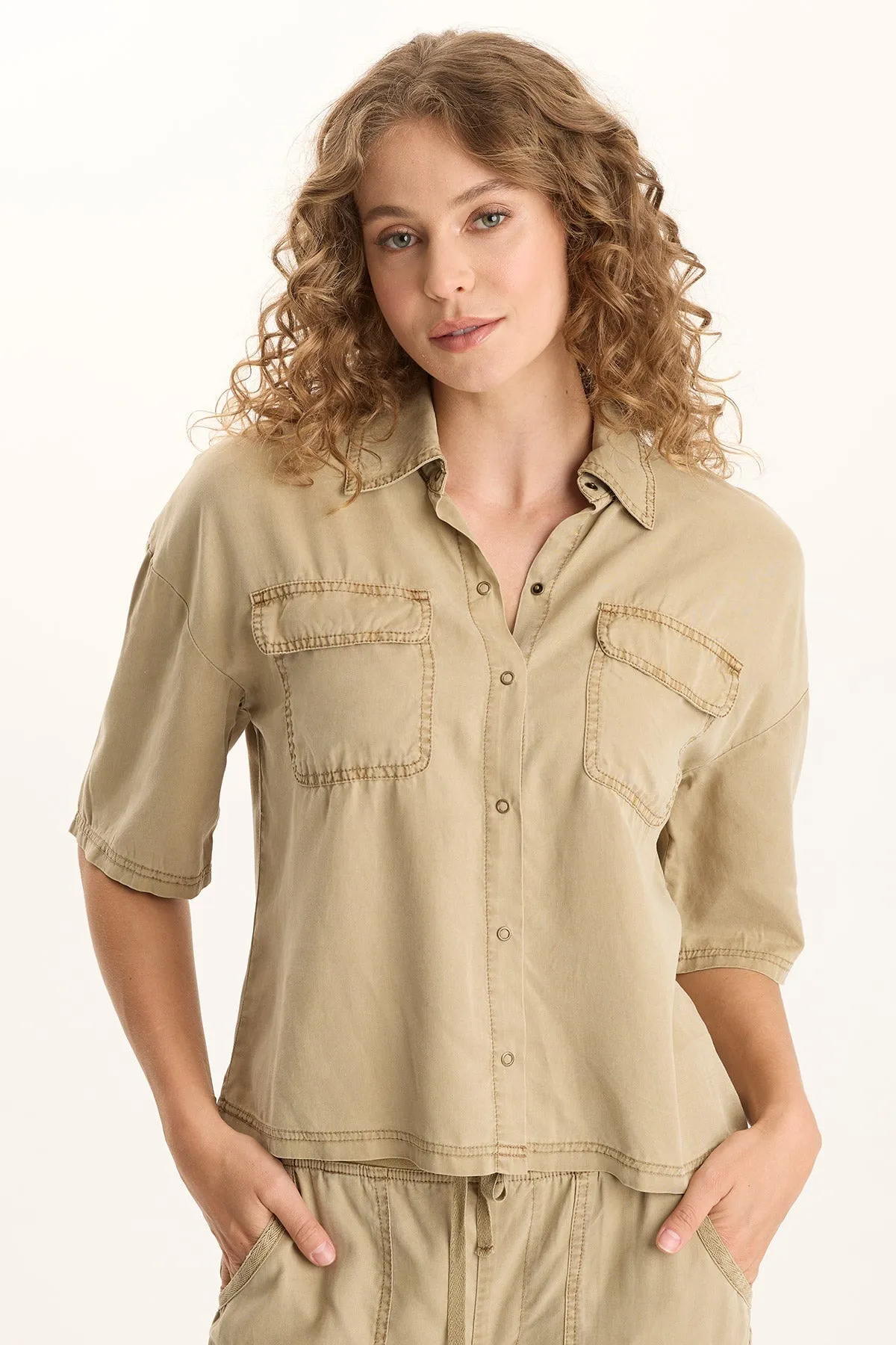 Tage Soft Twill Snap-Up Top DoubleStitched