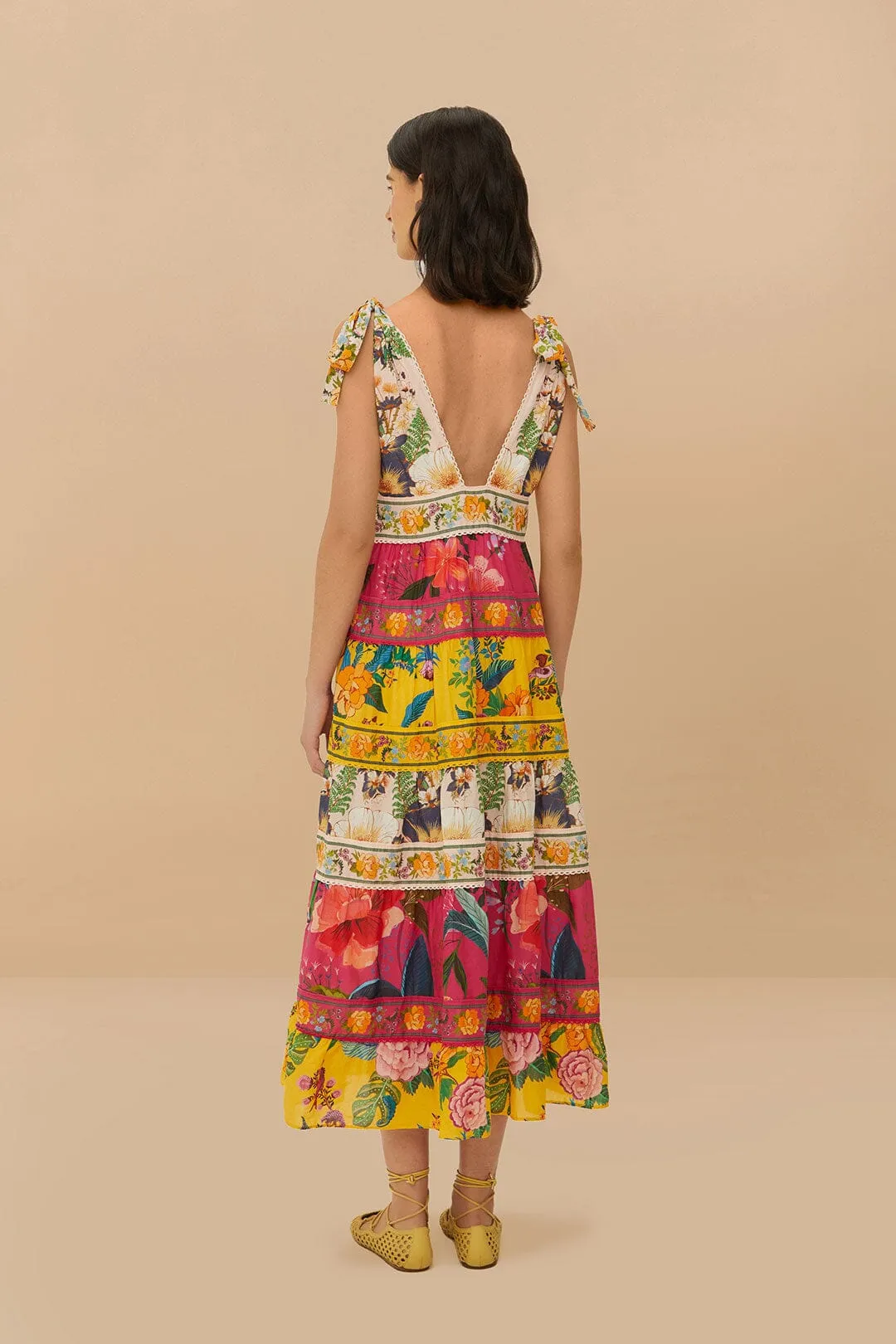 elegant design Deep Shade Mixed Flowers Midi Dress
