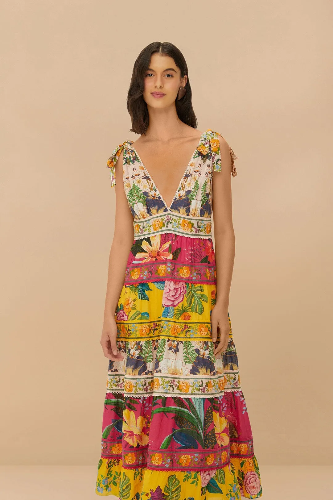 Mixed Flowers Midi Dress Pack Friendly