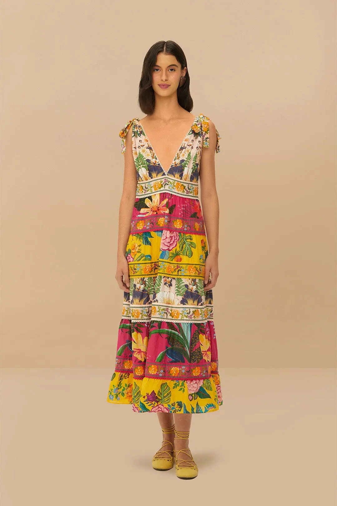 Mixed Flowers Midi Dress Timeless Fashion