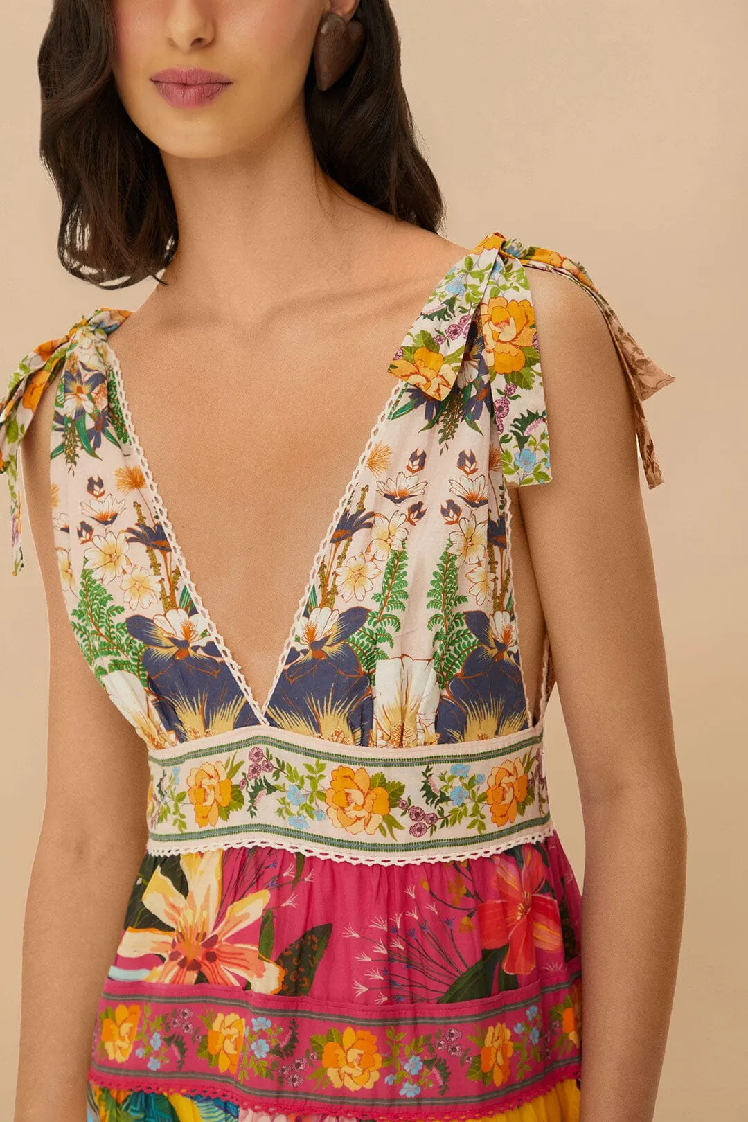 Mixed Flowers Midi Dress Simple Comfort