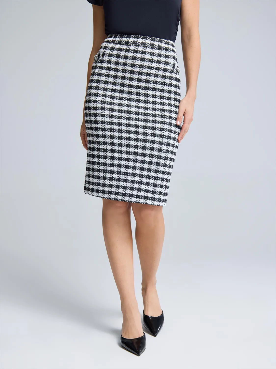 Matte Finish Must Have Feature Boucl?? Pencil Skirt
