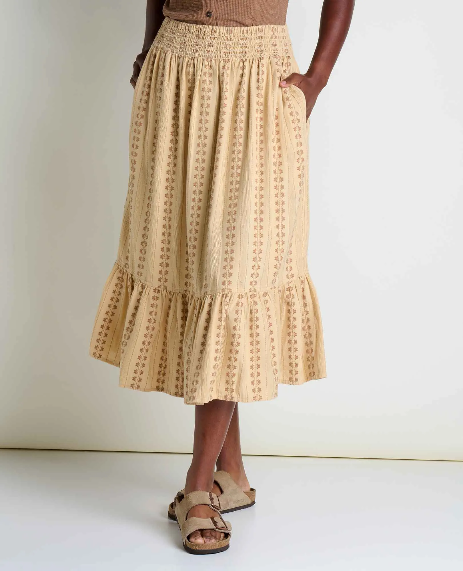Pure Linen Blend Beach Fit Cipher Midi Skirt
