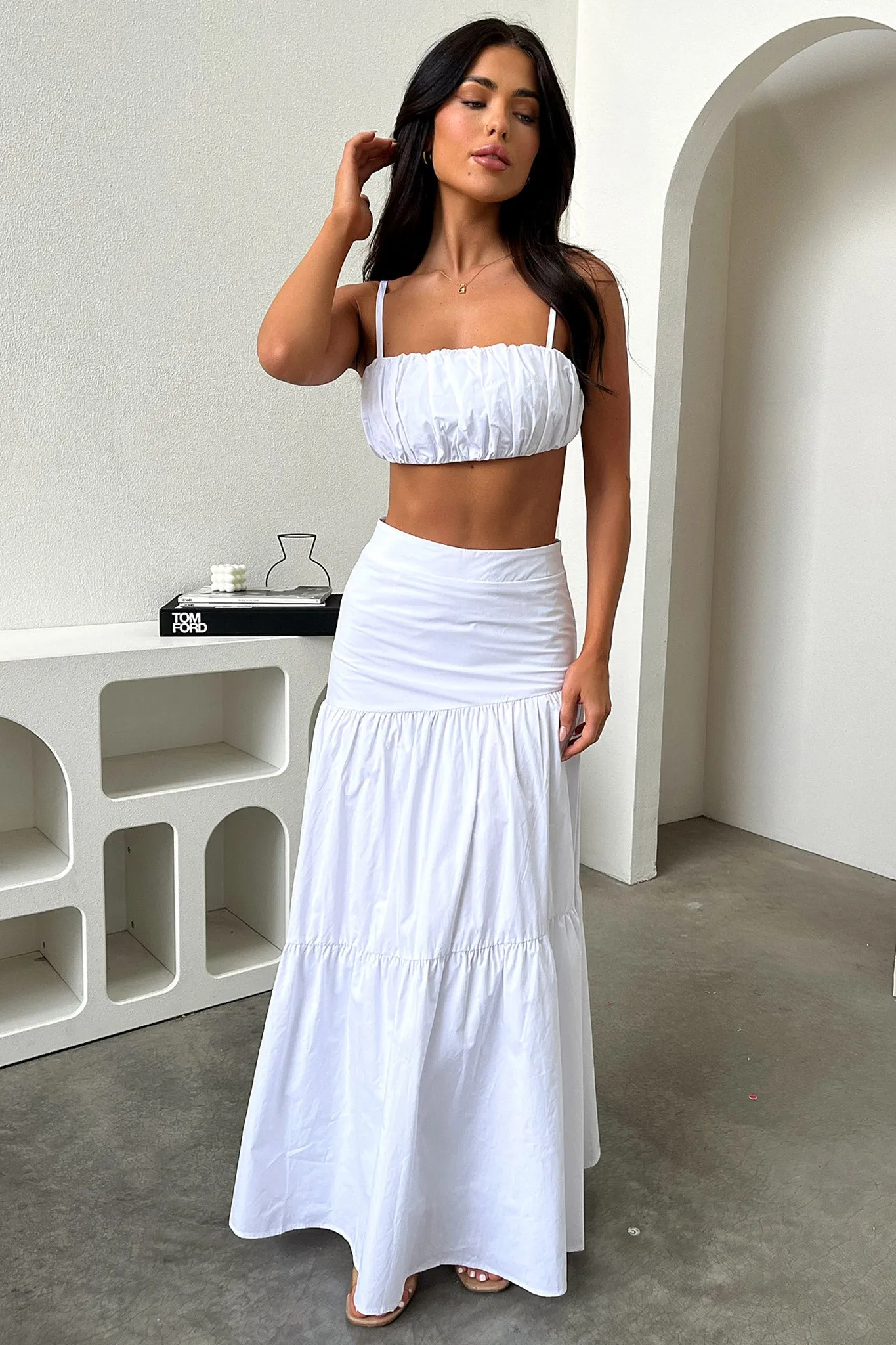 Lateisha Maxi Skirt - White Easy Layer