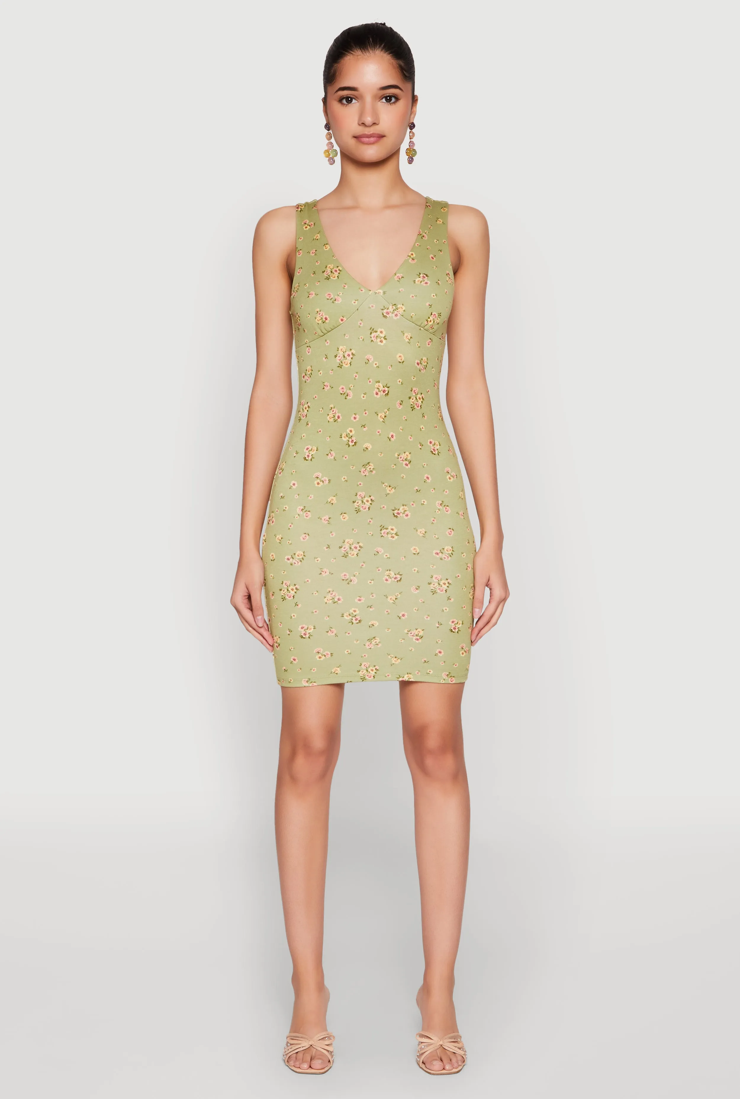 Club Light Party Vibe Floral Print Bustier Tank Dress