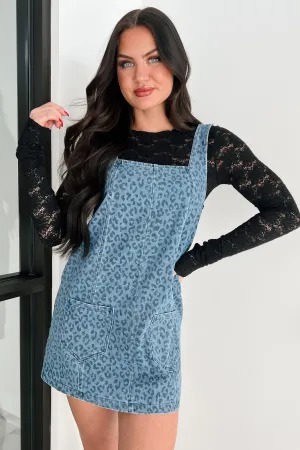 Vibrant Chic Kendrix Animal Print Denim Mini Dress (Denim Leopard)