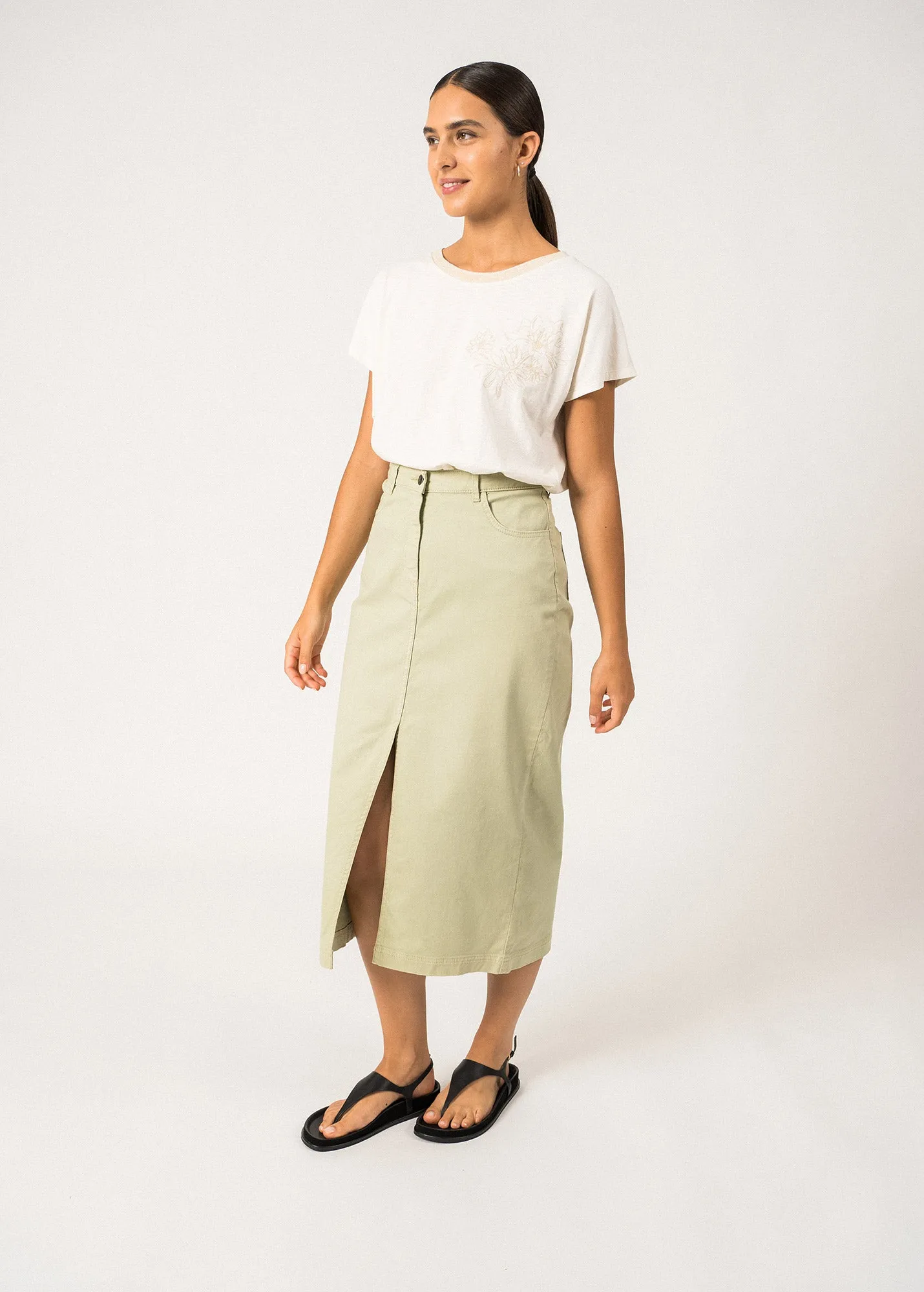 MELIE - Tee with Floral Motifs for Women | Pima Cotton  (IVORY PROMENADE) MoistureWickingTechnology