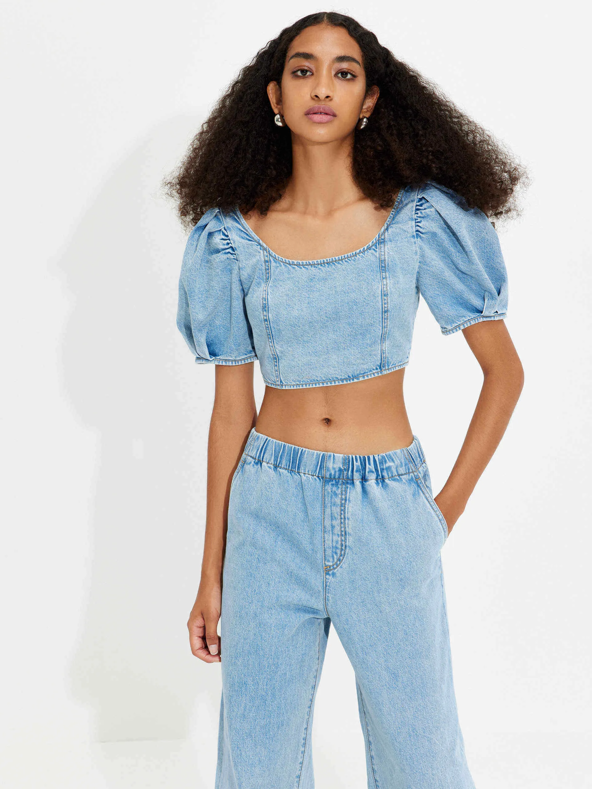 Elasticated Waist Straight Jeans Fray Resistant Hem