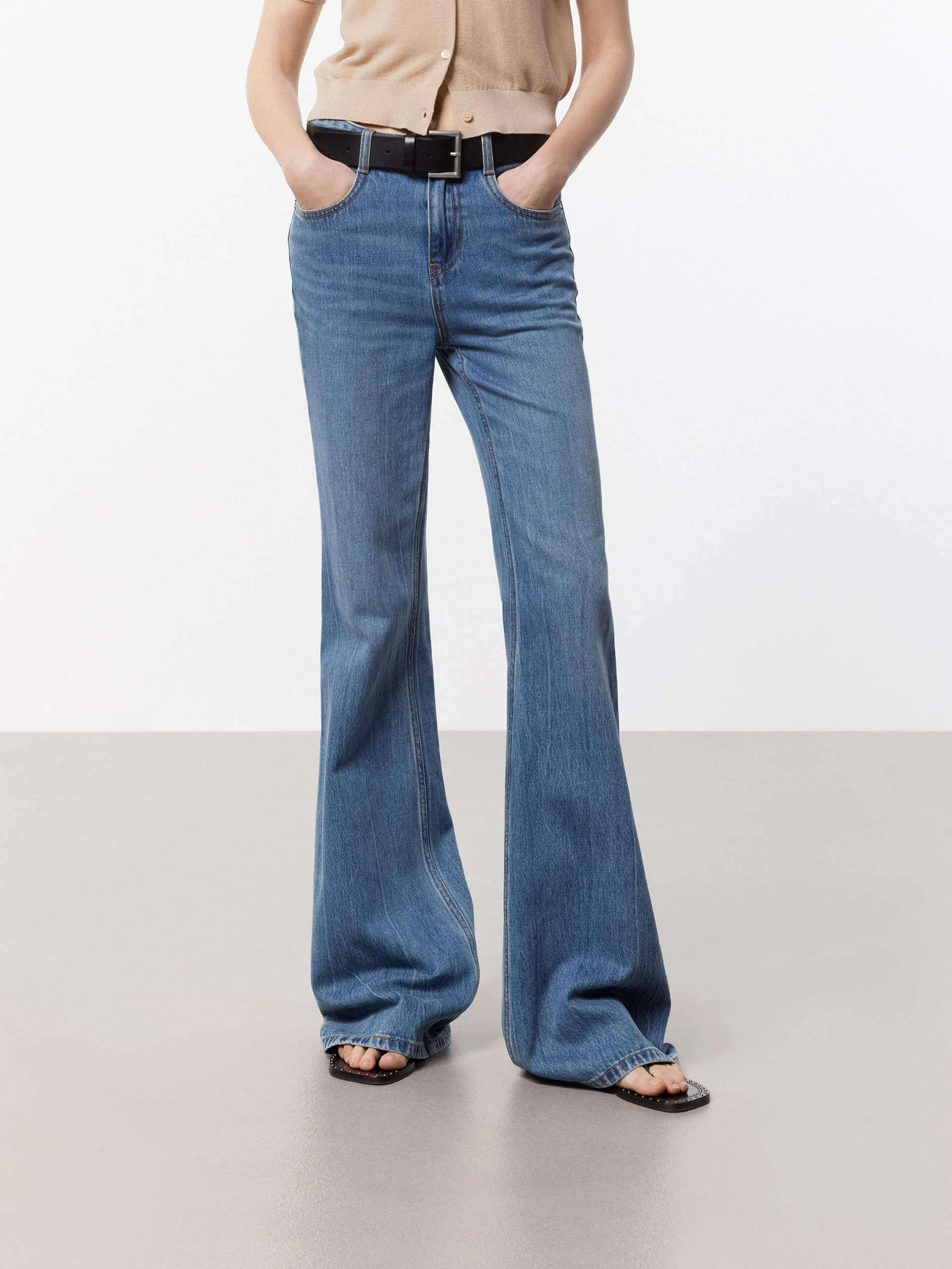 Cotton Flared Leg Jeans Party Look Couple Look Earthy