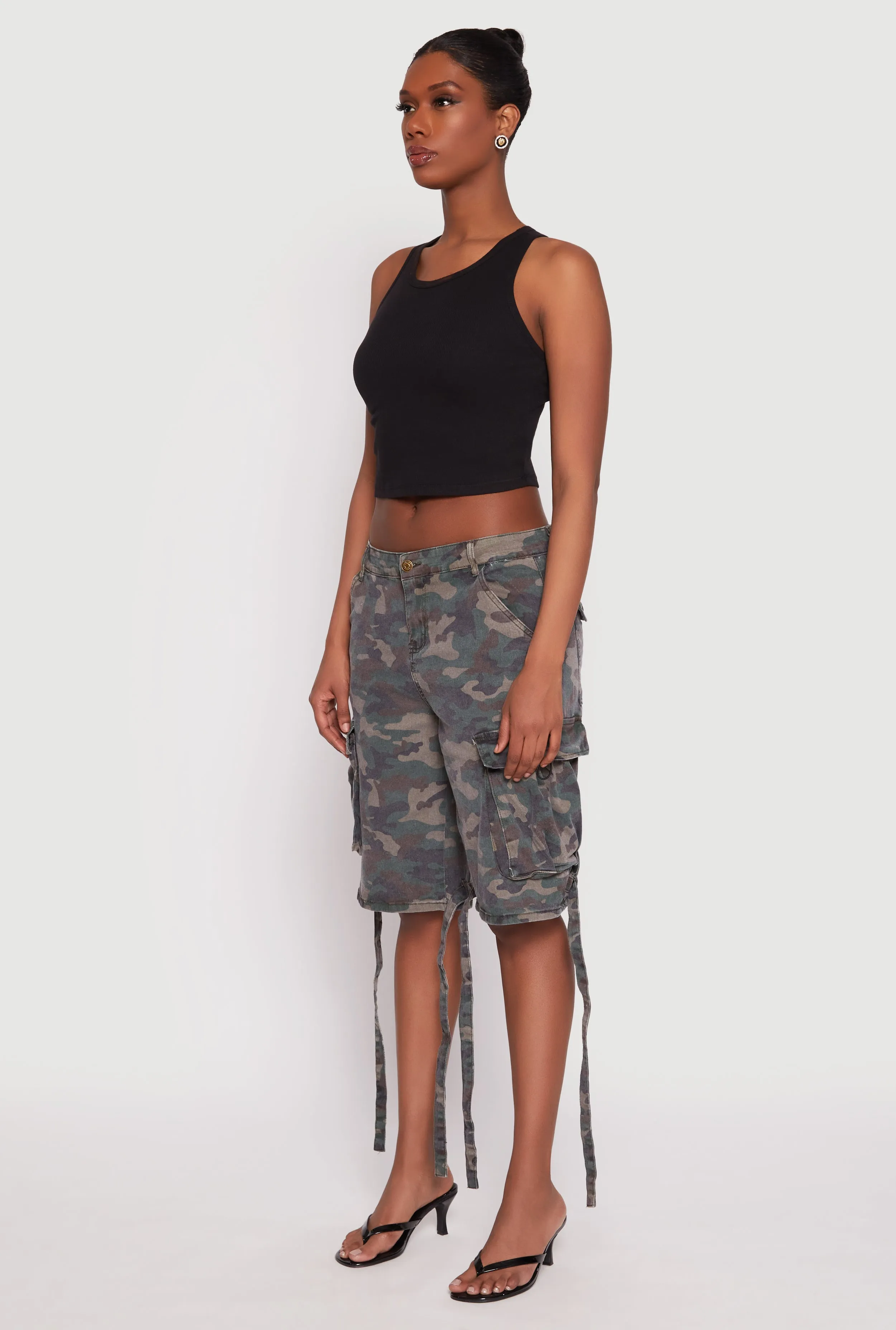 anti slip grip Modern Aesthetic Denim Cargo Bermuda Skater Shorts