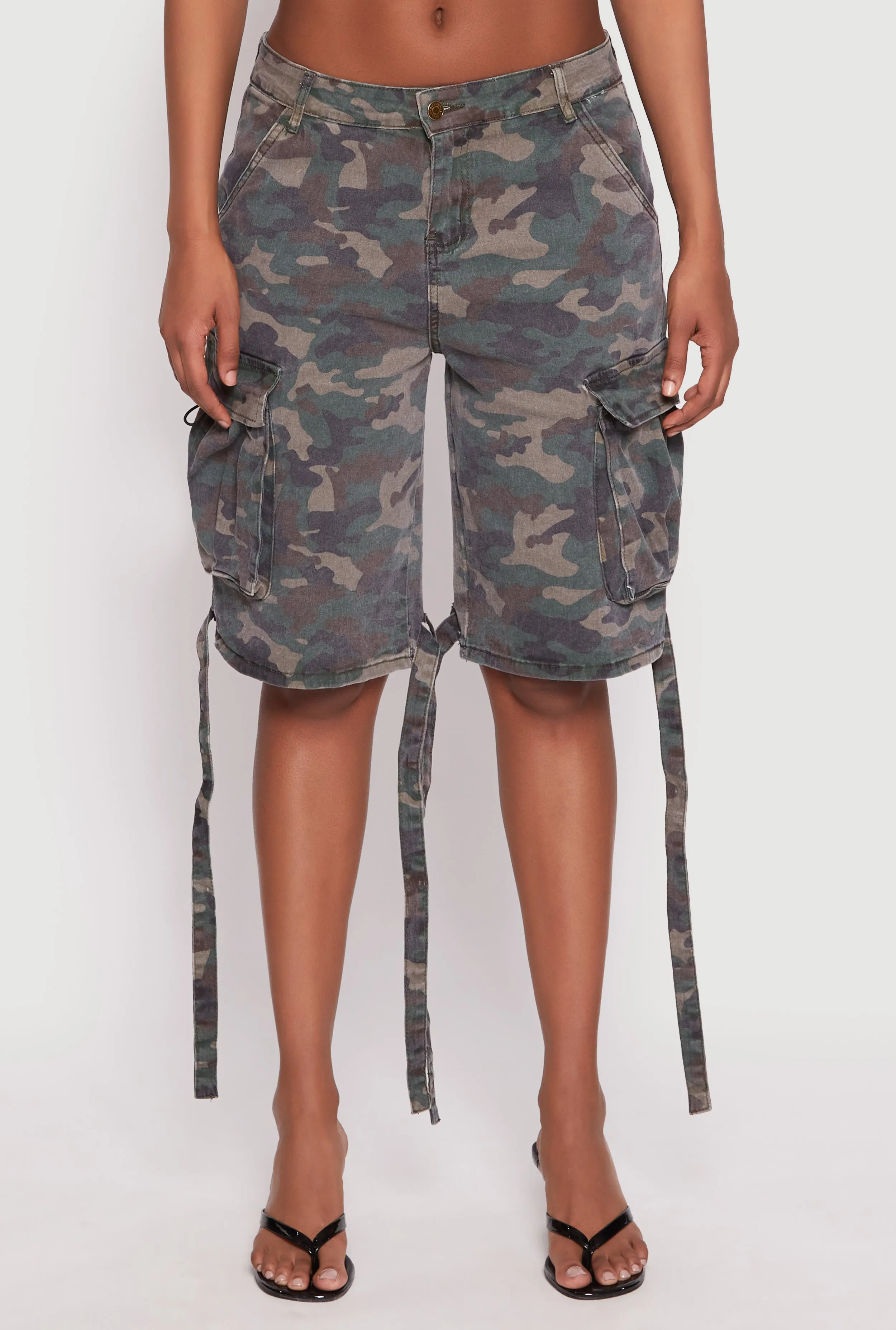 Denim Cargo Bermuda Skater Shorts Adjustable drawstring ethical fashion