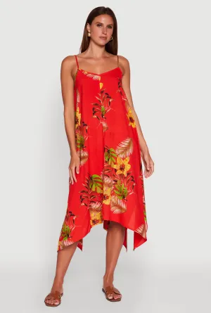 Floral Print Sharkbite Hem Shift Dress Flow Line Cherry Bloom