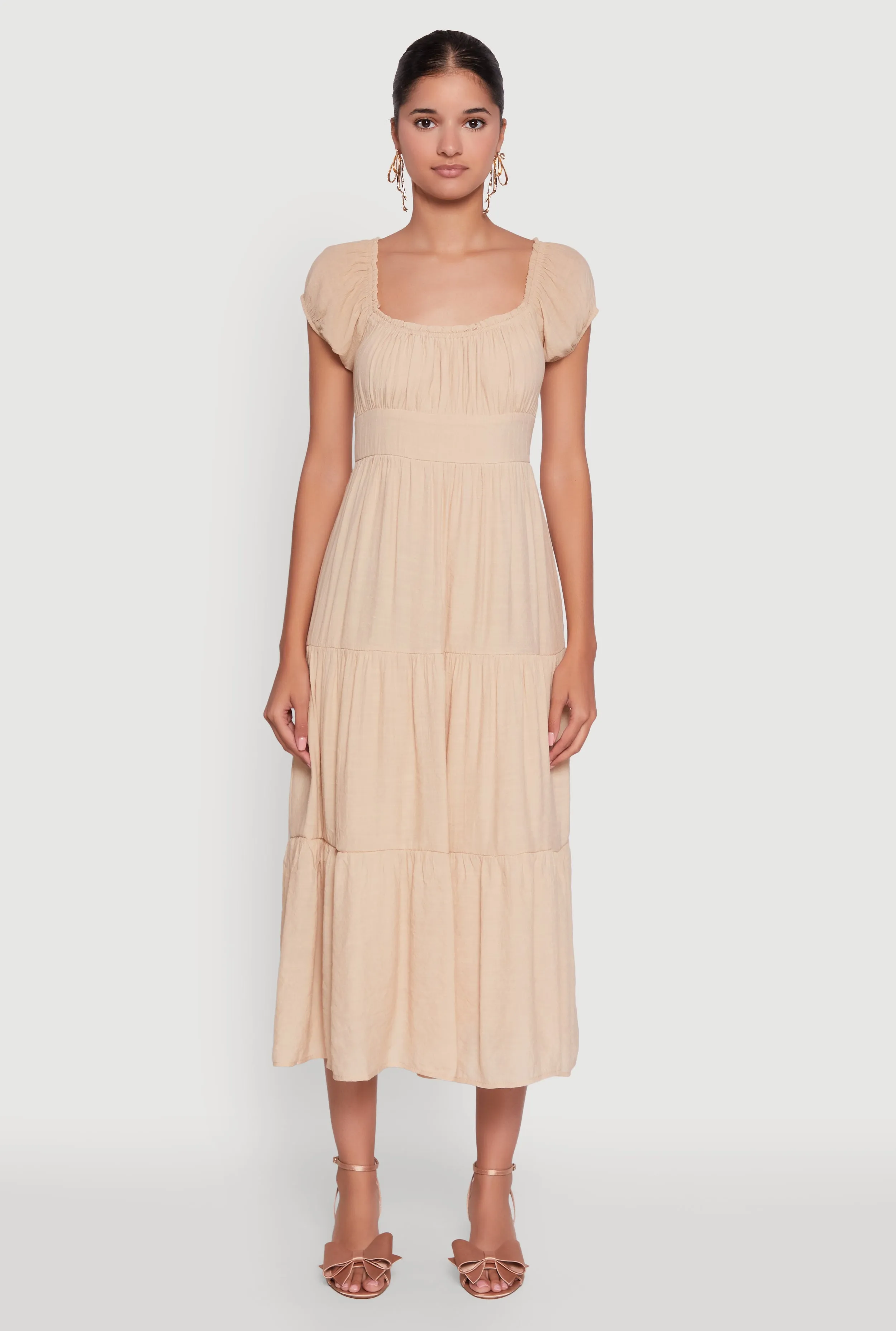 Timeless Short Puff Sleeve Empire Waist Maxi Dress Maple Lane