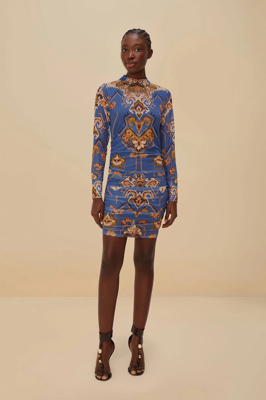 Comfort Wear Summer Wear Blue Ornament Floral Tulle Mini Dress