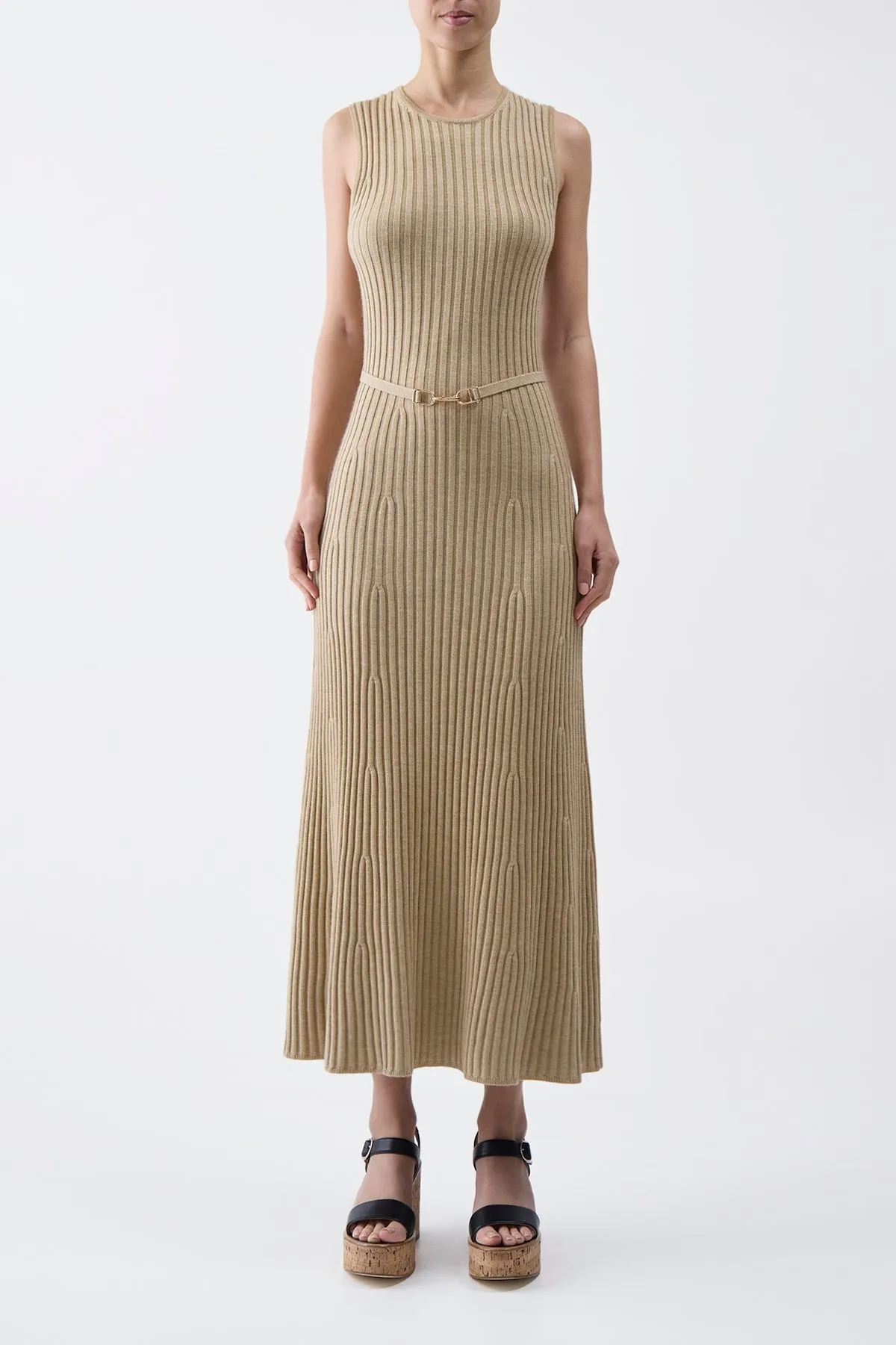 OdorControlClothing Organic Cotton Meier Knit Dress in Hay Merino Wool Cashmere