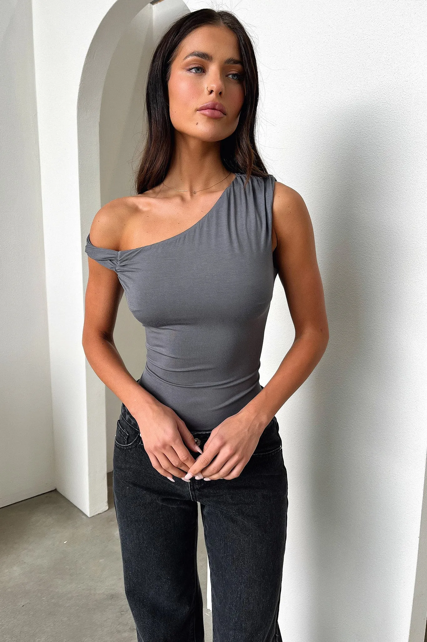 Fine Street Work Urban Aspen Bodysuit - Charcoal