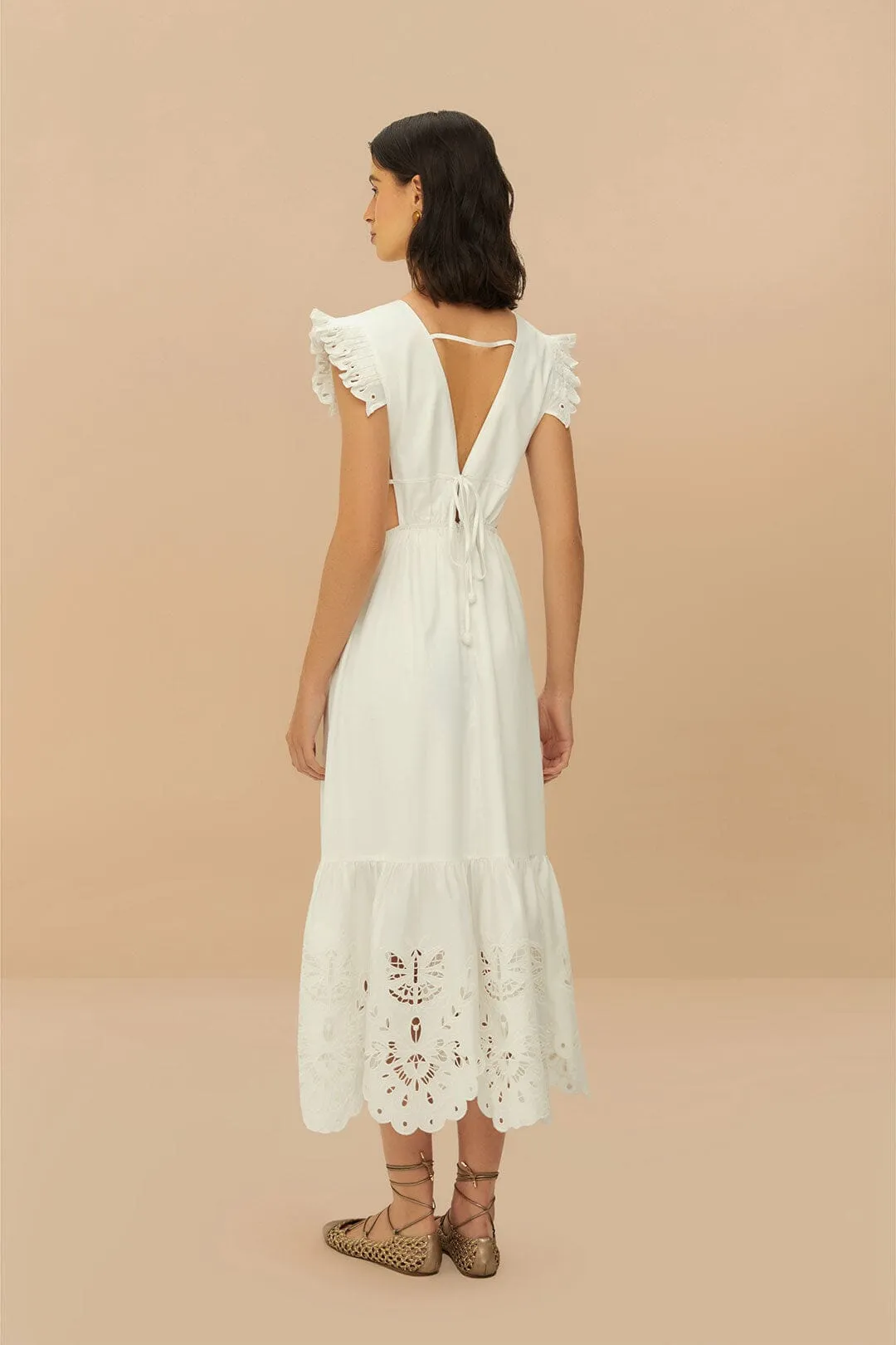 Weather Ready Off-White Butterfly Richelieu Midi Dress