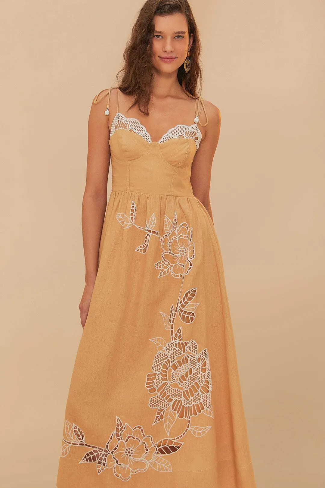 Winter Layering Pasture View Sand Richelieu Euroflax? Premium Linen Midi Dress