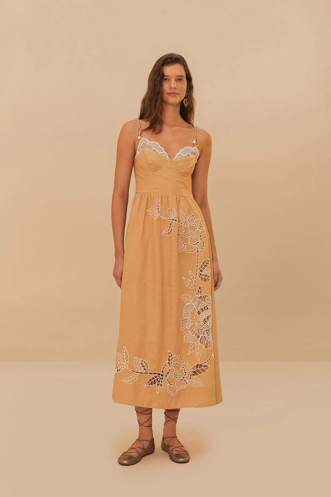 Sand Richelieu Euroflax? Premium Linen Midi Dress Elegant knee-length dress Film Night