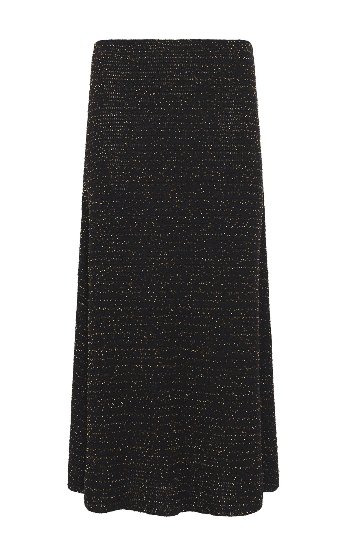 Pan Knit Maxi Skirt in Black & Gold Beaded Cashmere Floor Length
