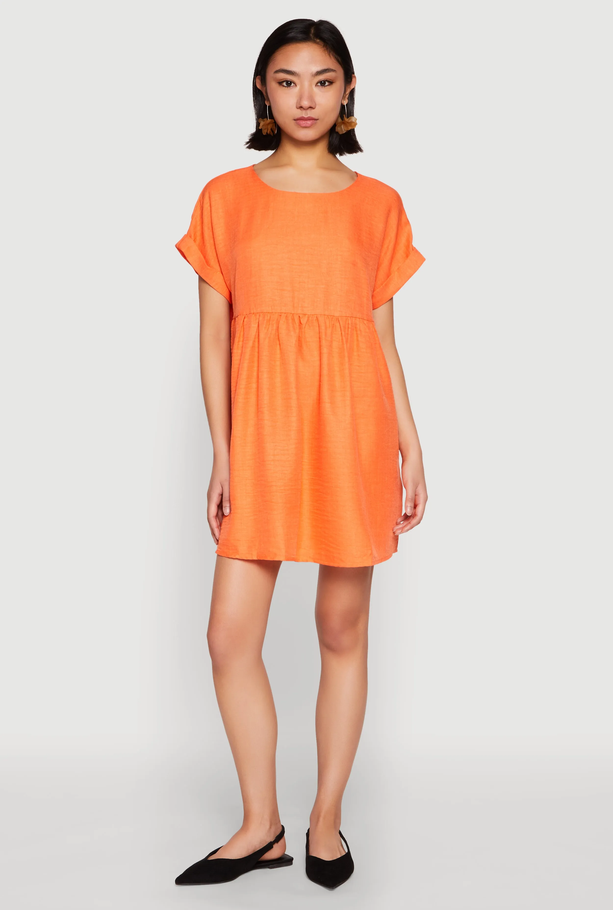 Linen Fixed Cuff Babydoll Shift Dress Trend Ride Shoot Ready