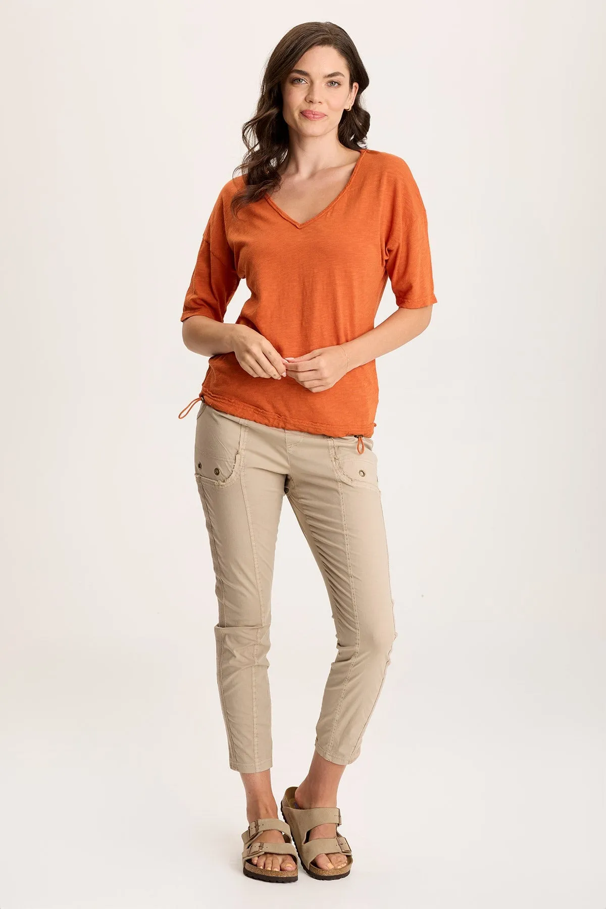 Rajni V-Neck Cinchable Hem Tee Muse Edge