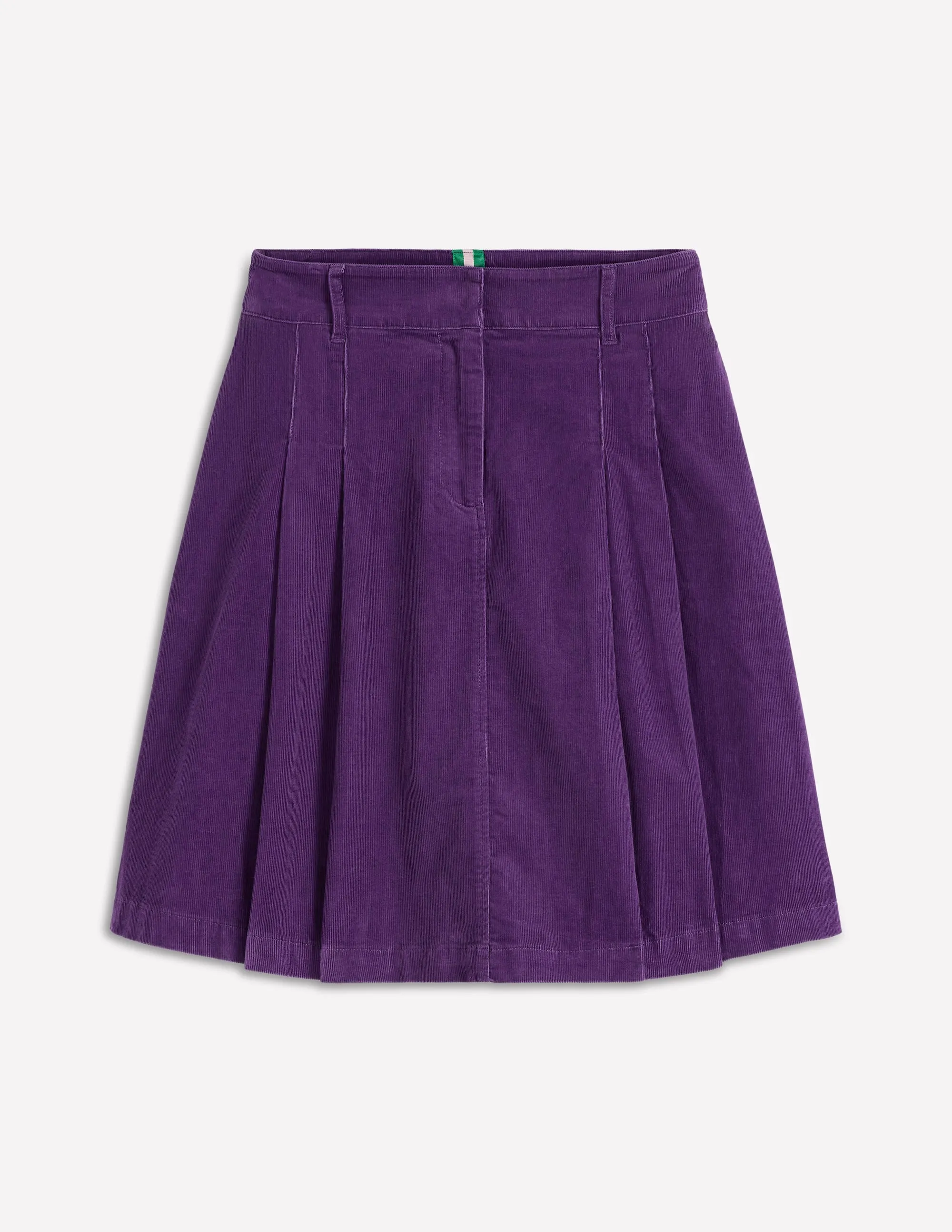 Pleated Cord Skirt-Mystical Purple Sophisticated Casual Cotton Rich