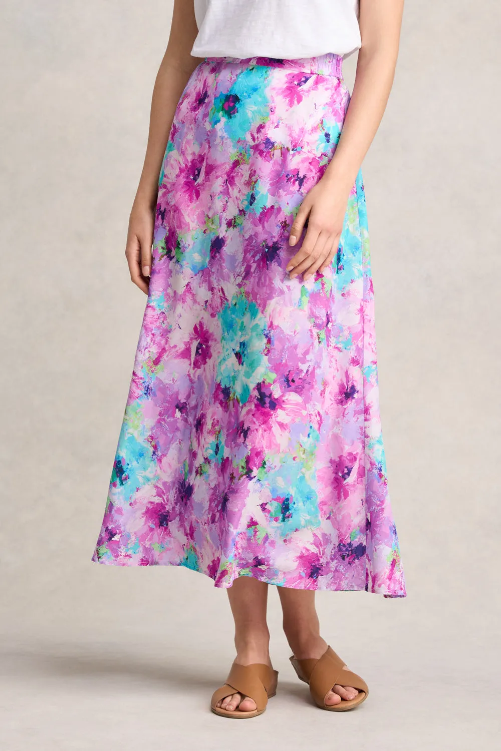 Printed Midi Skirt - Janes Bouquet Waist Defining Relaxed Mood