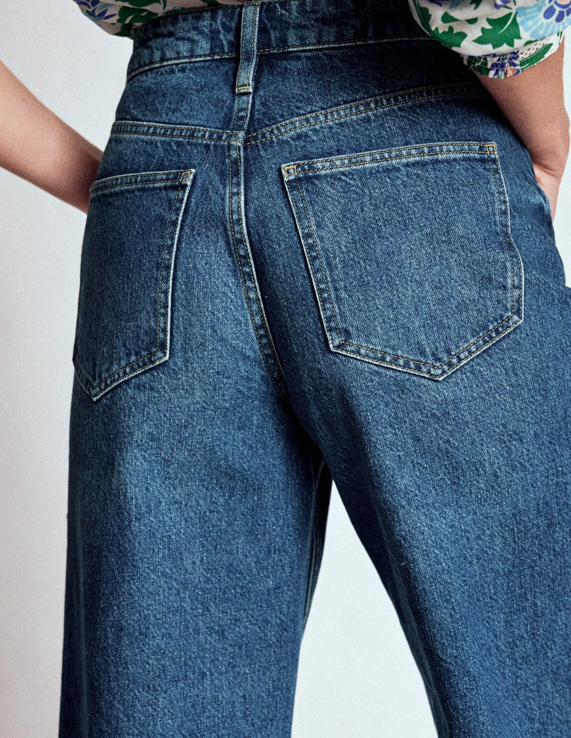 High Rise Straight Crop Jeans-Mid Vintage Clean Aesthetic Eco Friendly Production