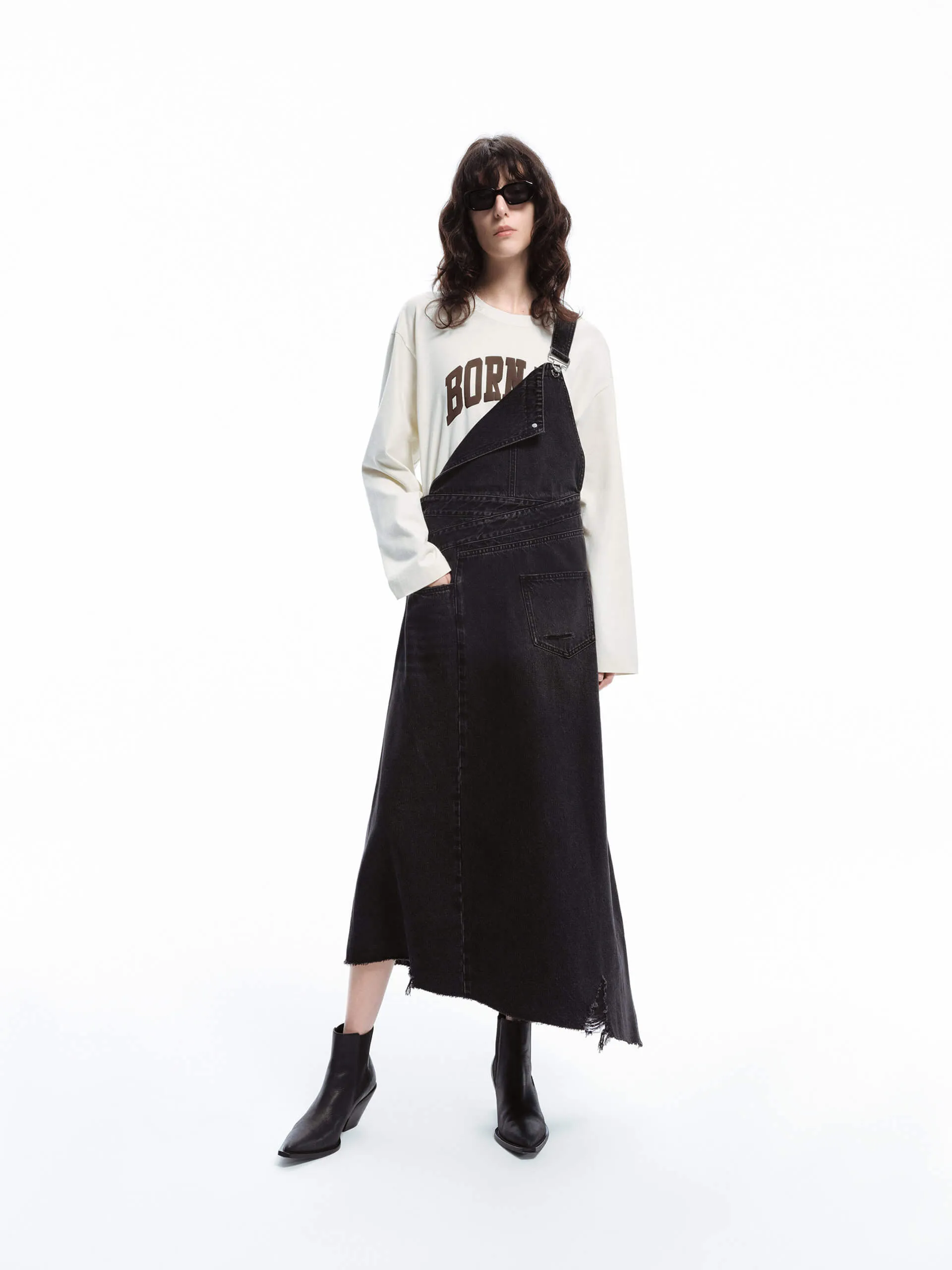 Relaxed Appearance Asymmetrical Hem Denim Dress