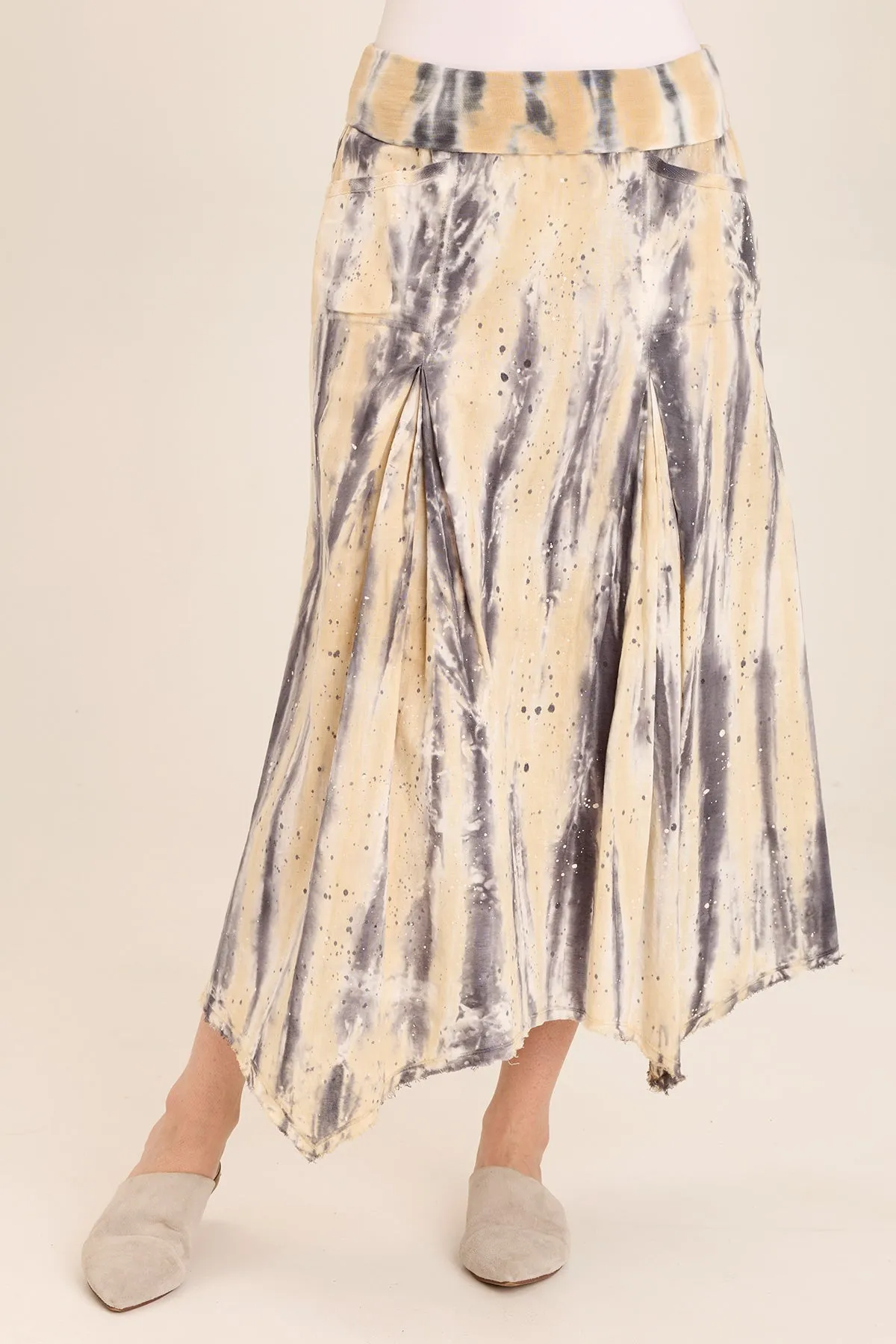 Adjustable Waistbands Collapsible Hood Triste Linen Bohemian Sharkbite Maxi Skirt