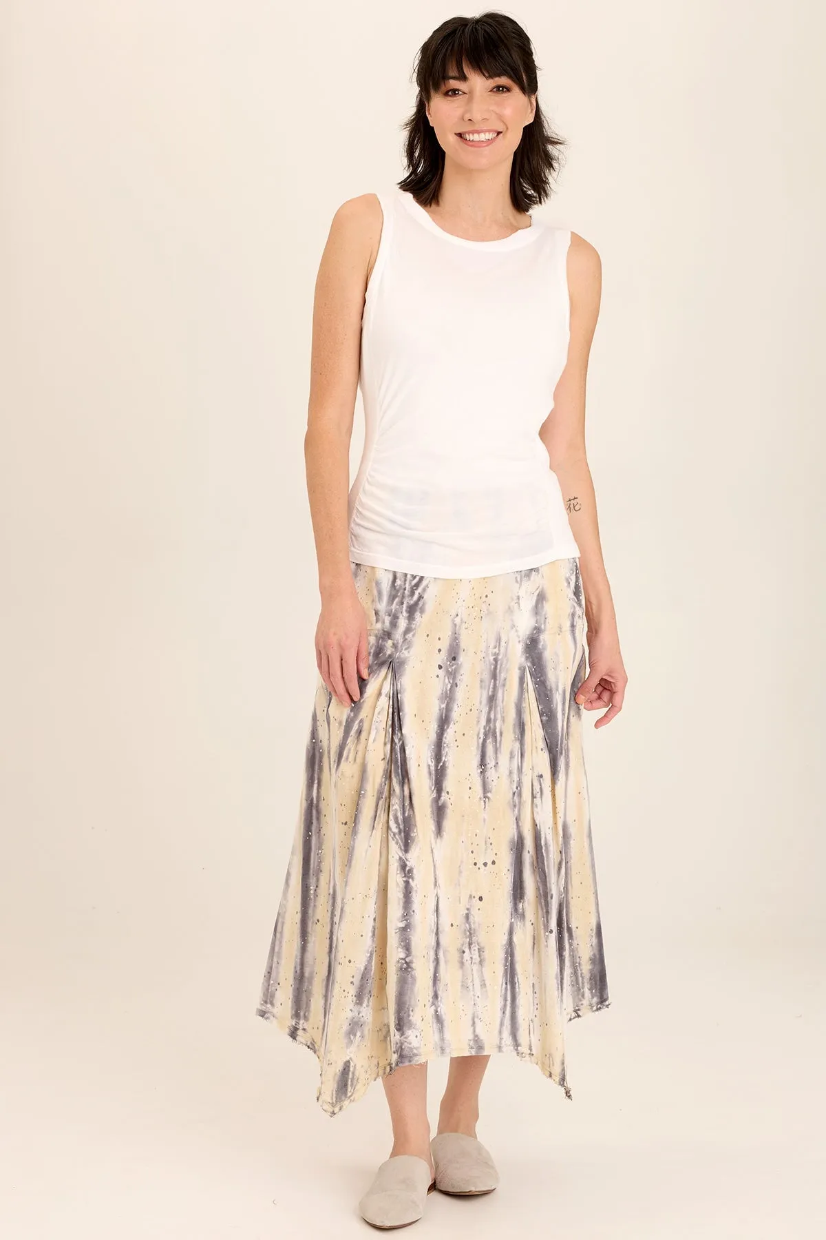 Triste Linen Bohemian Sharkbite Maxi Skirt Tech Edge Icon Glow