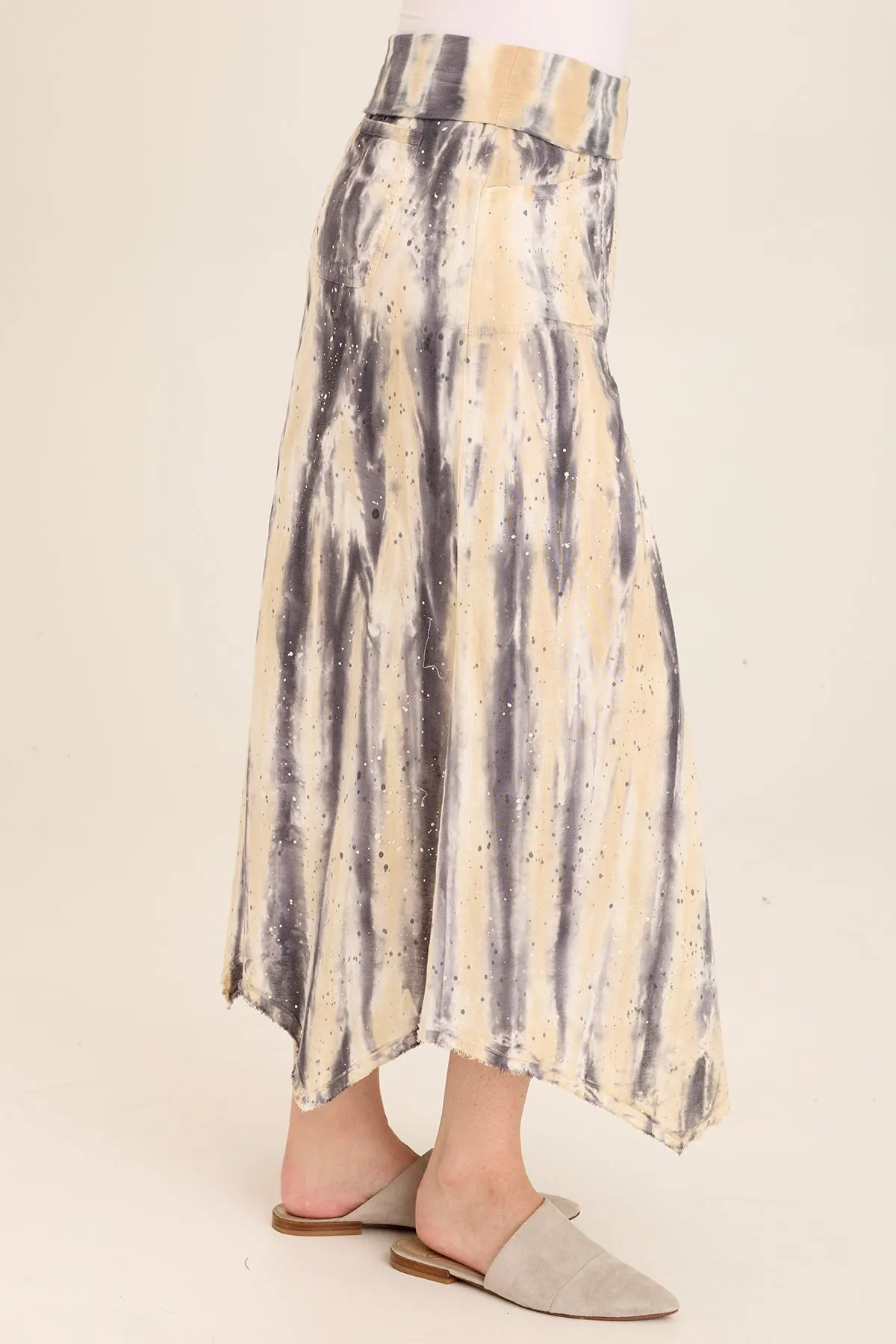 MoistureWicking Sequin Glow Triste Linen Bohemian Sharkbite Maxi Skirt
