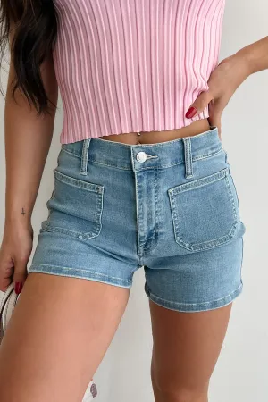 Active Design Loxley High Rise Patch Pocket Eunina Denim Shorts (Medium Light)