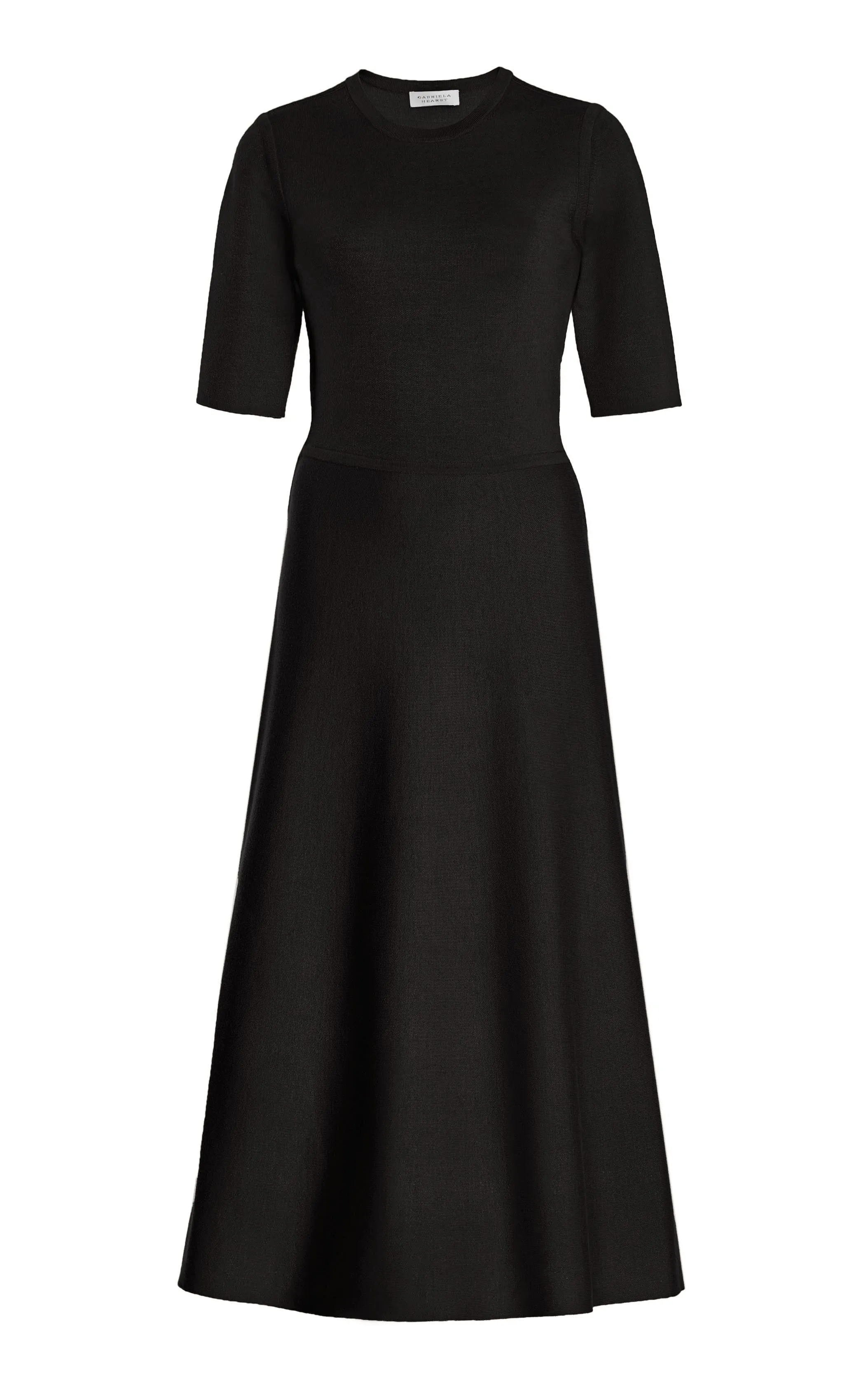 Glitter Fit Seymore Knit Midi Dress in Black Merino Wool Cashmere