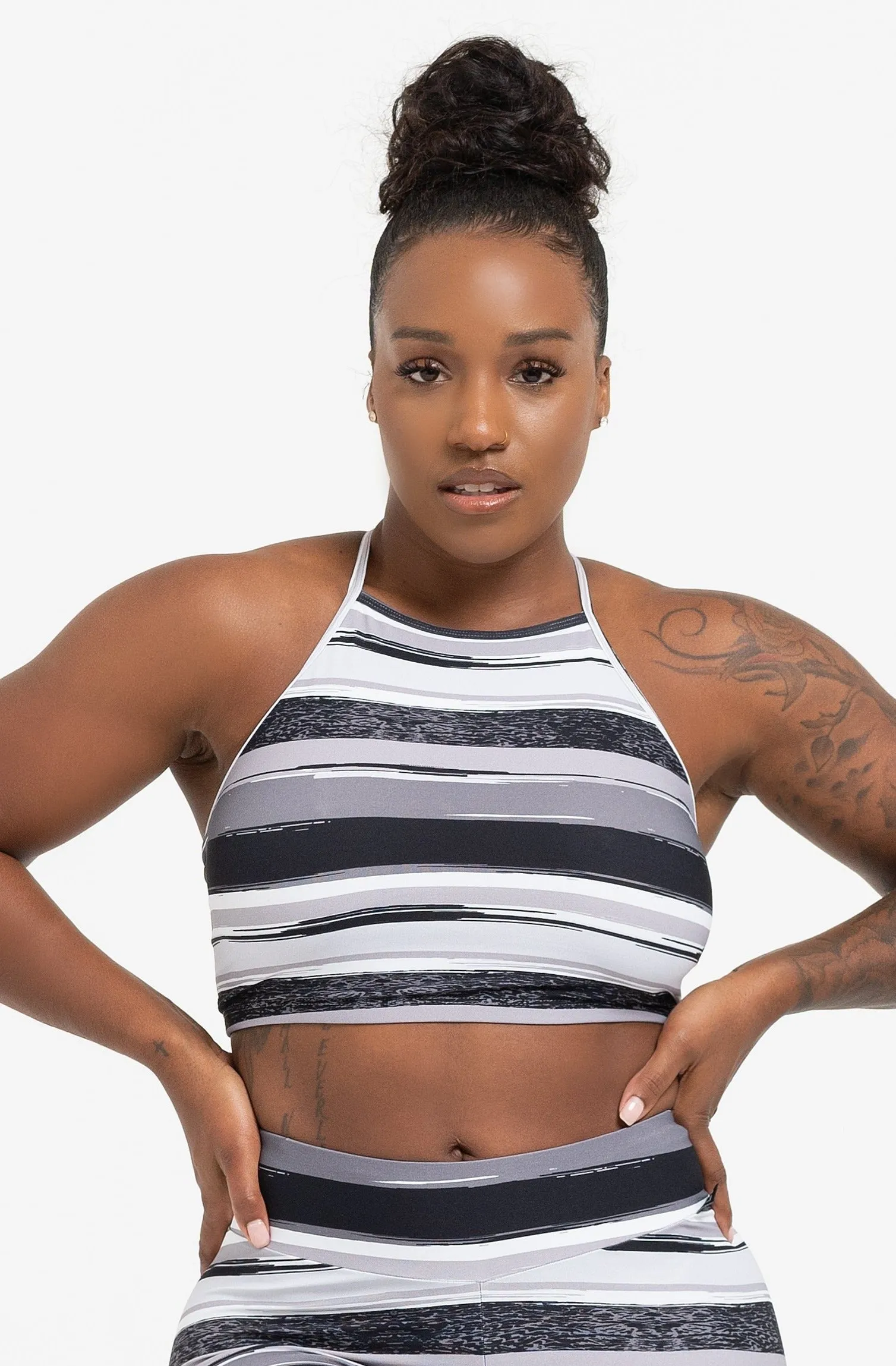 Street Light Train Ease Slate Criss Cross Crop Top