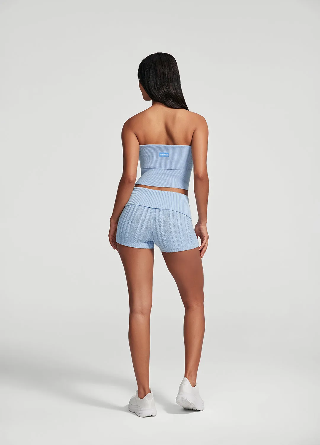 Flexible Waistline Summer Fun Cable Knit Micro Shorts