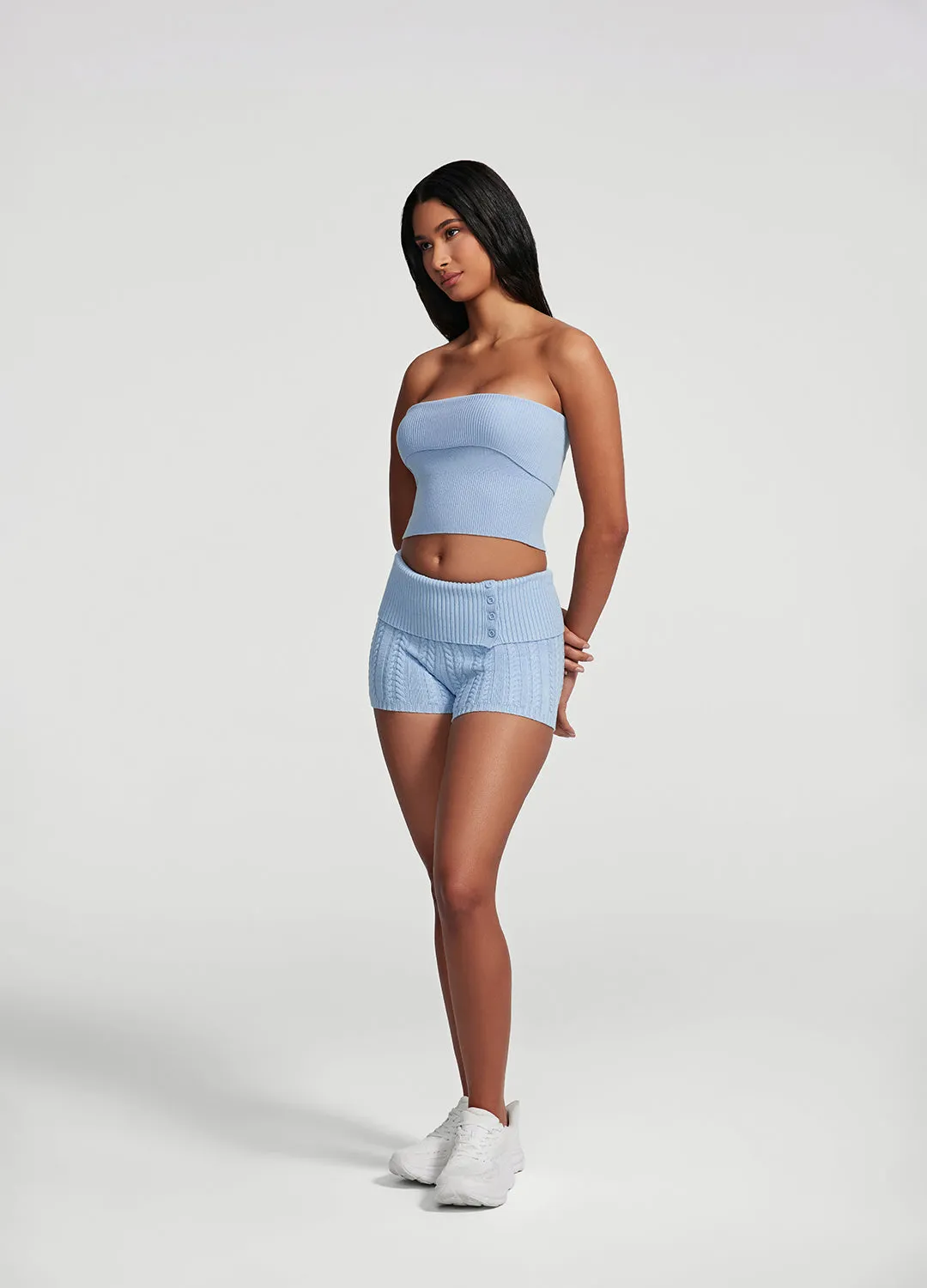 Cable Knit Micro Shorts Weekend Outfit