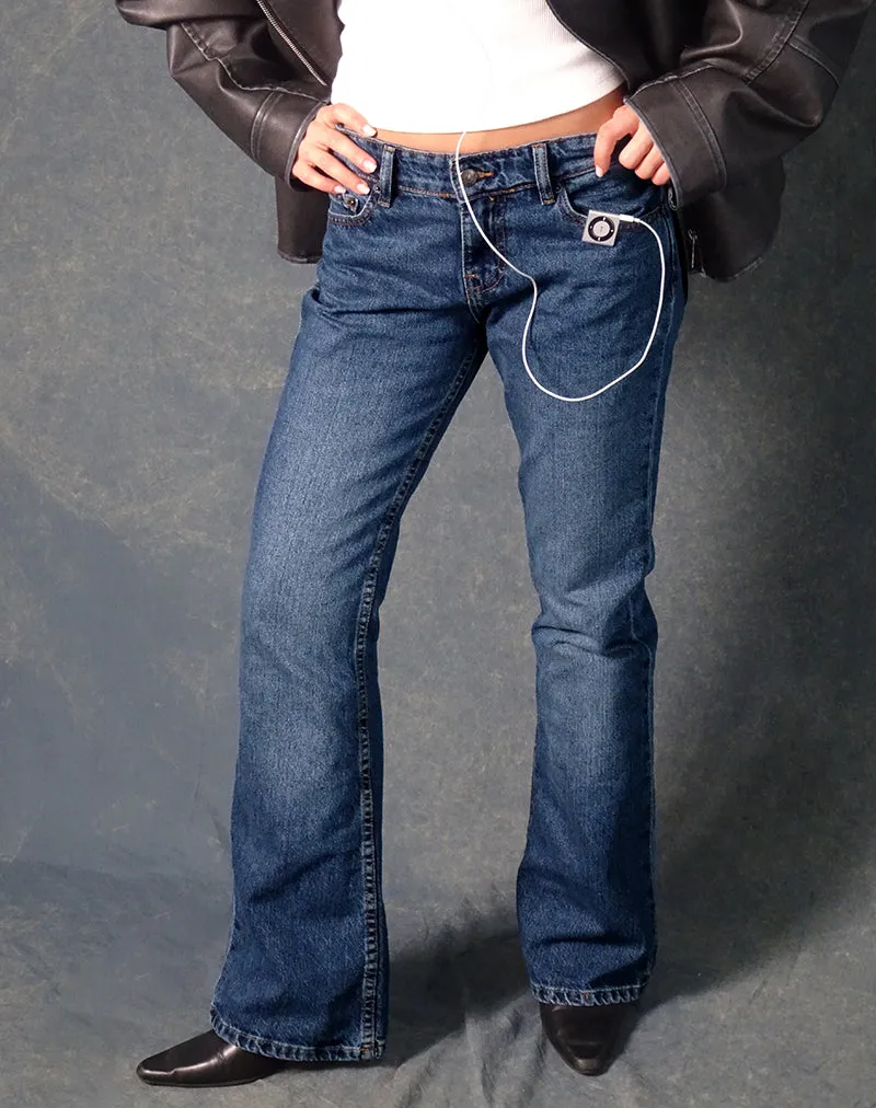 Rigid Low Rise Flare Jeans In Mid Blue Used QuickRelease Fasteners NonSlipTrims