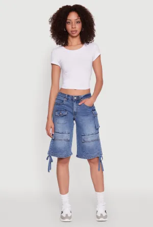 Madden Girl Denim Bermuda Shorts with Cargo Pockets vacation look