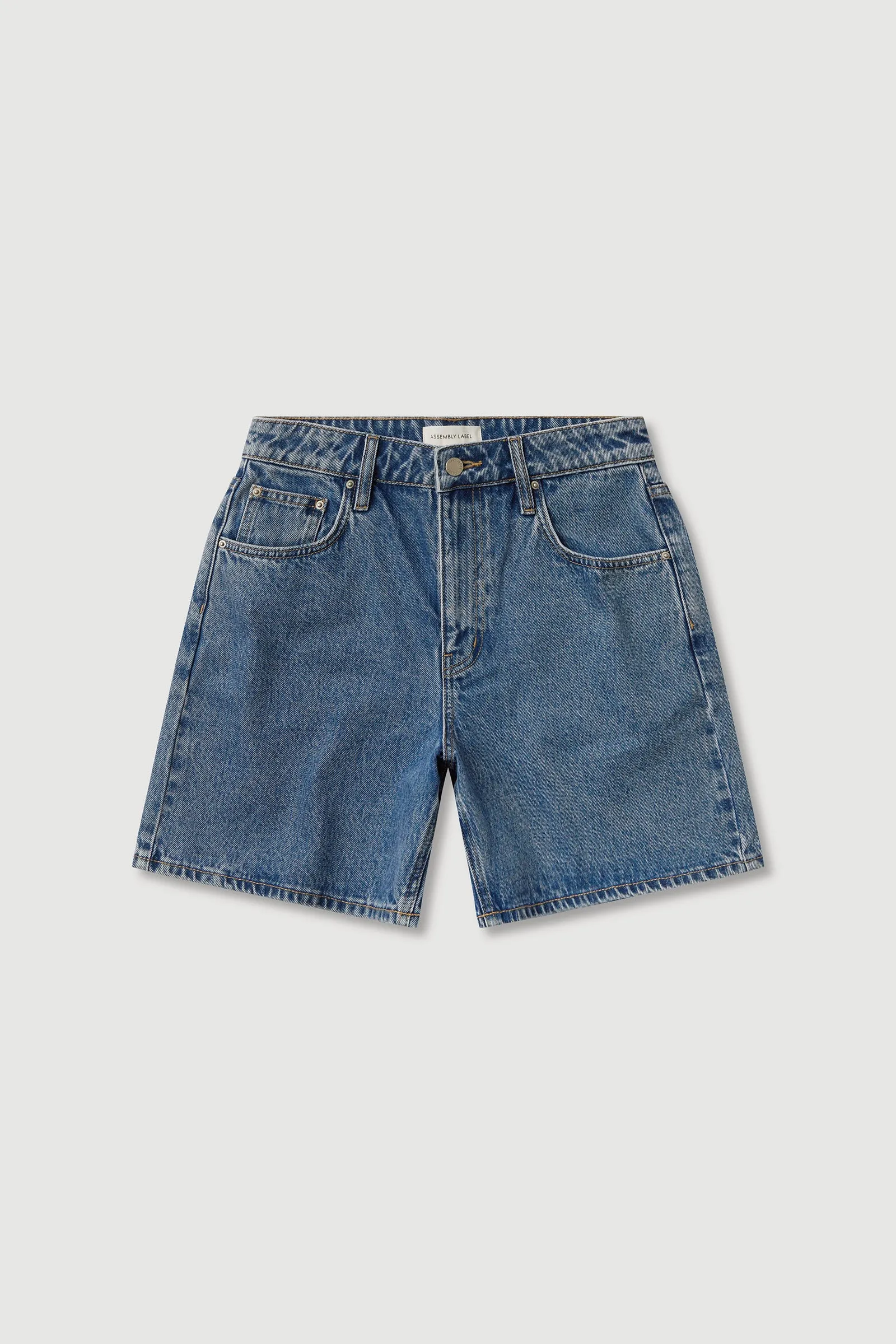 Breathable fabric Mid Rise Vintage Denim Short