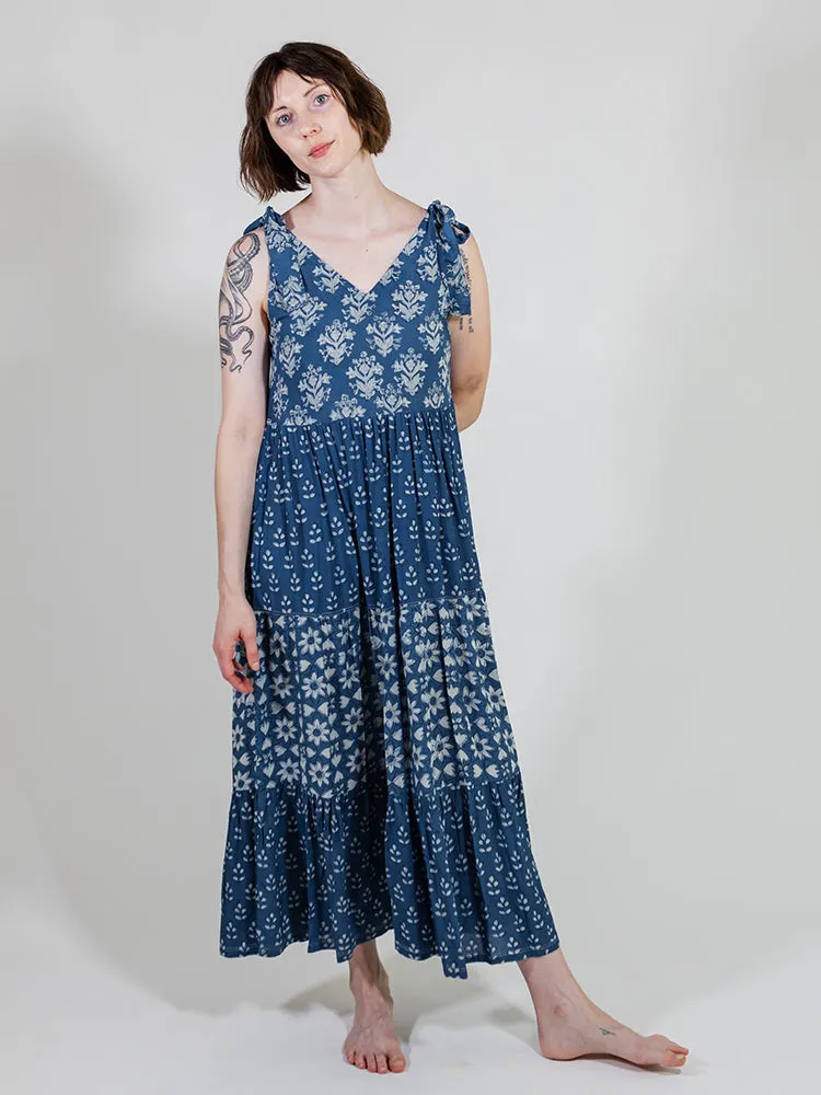 Lorelei Tiered Dress - Indigo Trio Icon Glow Smooth Line