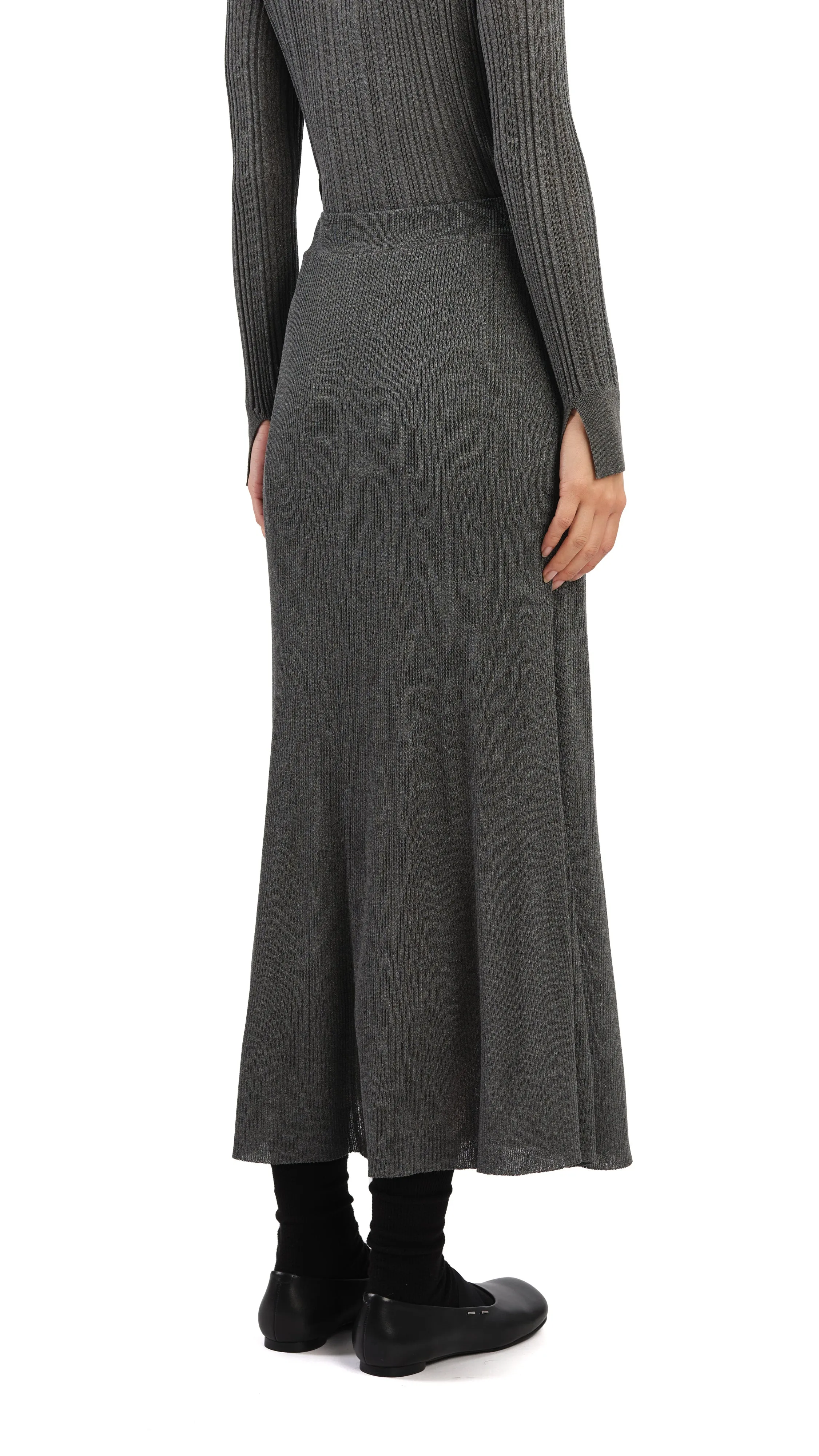 Lurex Knit Skirt Figure Flattering
