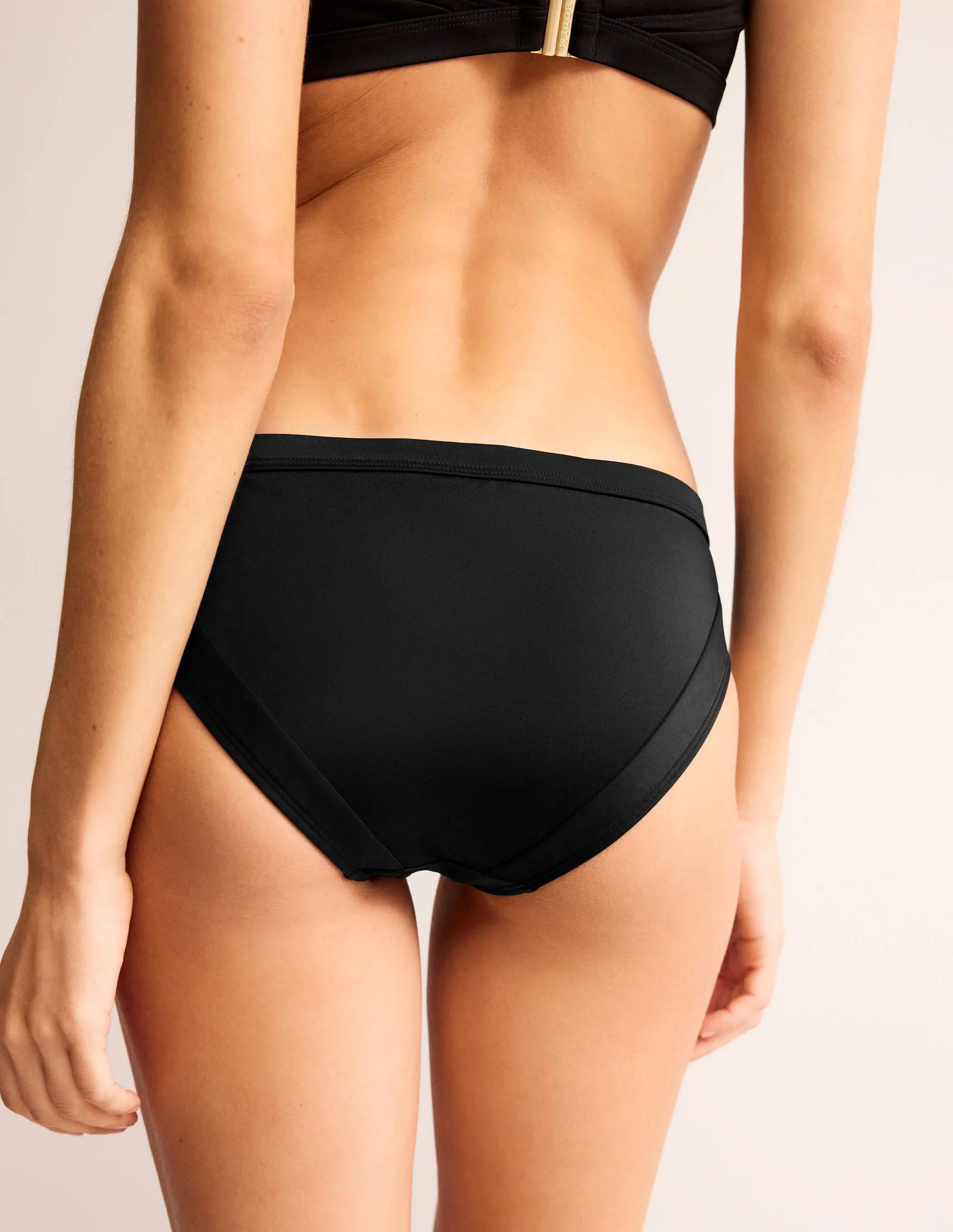 Santorini Bikini Bottoms-Black Four Way Stretch Non Restrictive Framework