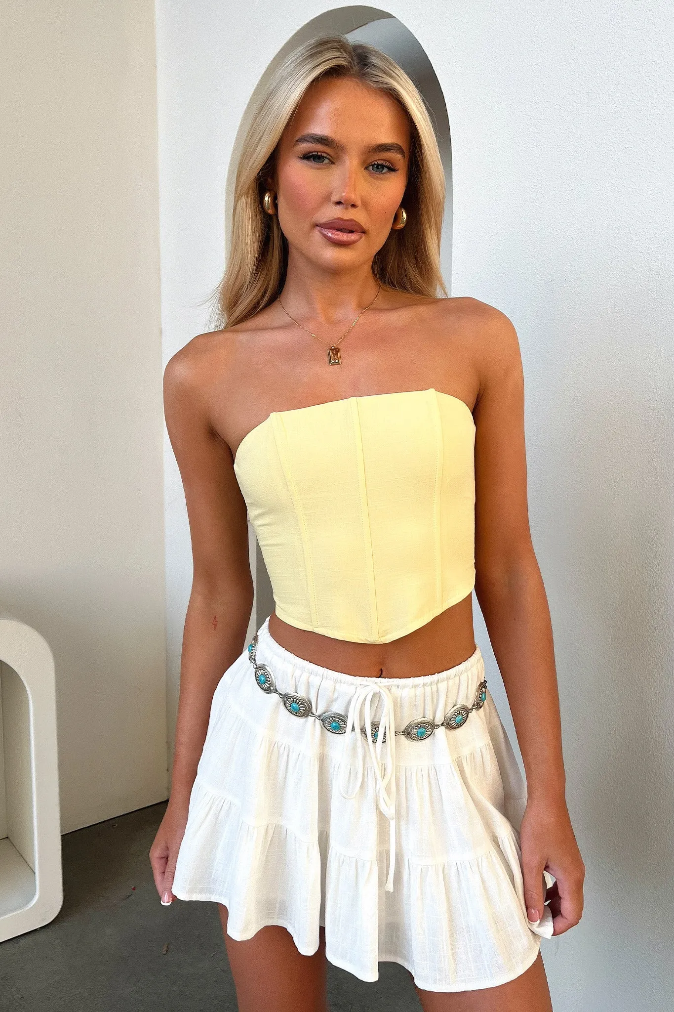 Tullie Tiered Mini Skirt - White Abrasion resistant