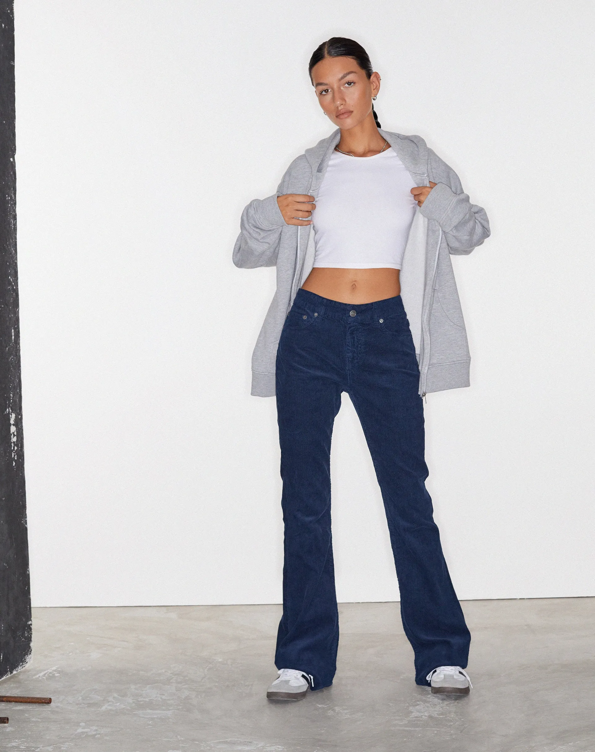 SeamlessFit Low Rise Bootleg Jeans in Cord Navy