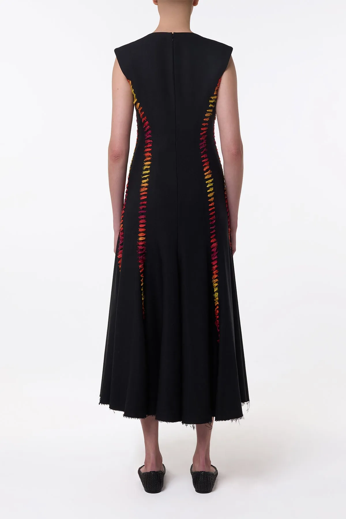 Kendal Laces Midi Dress in Black Wool QuickDryMaterial HighVisibility Trim