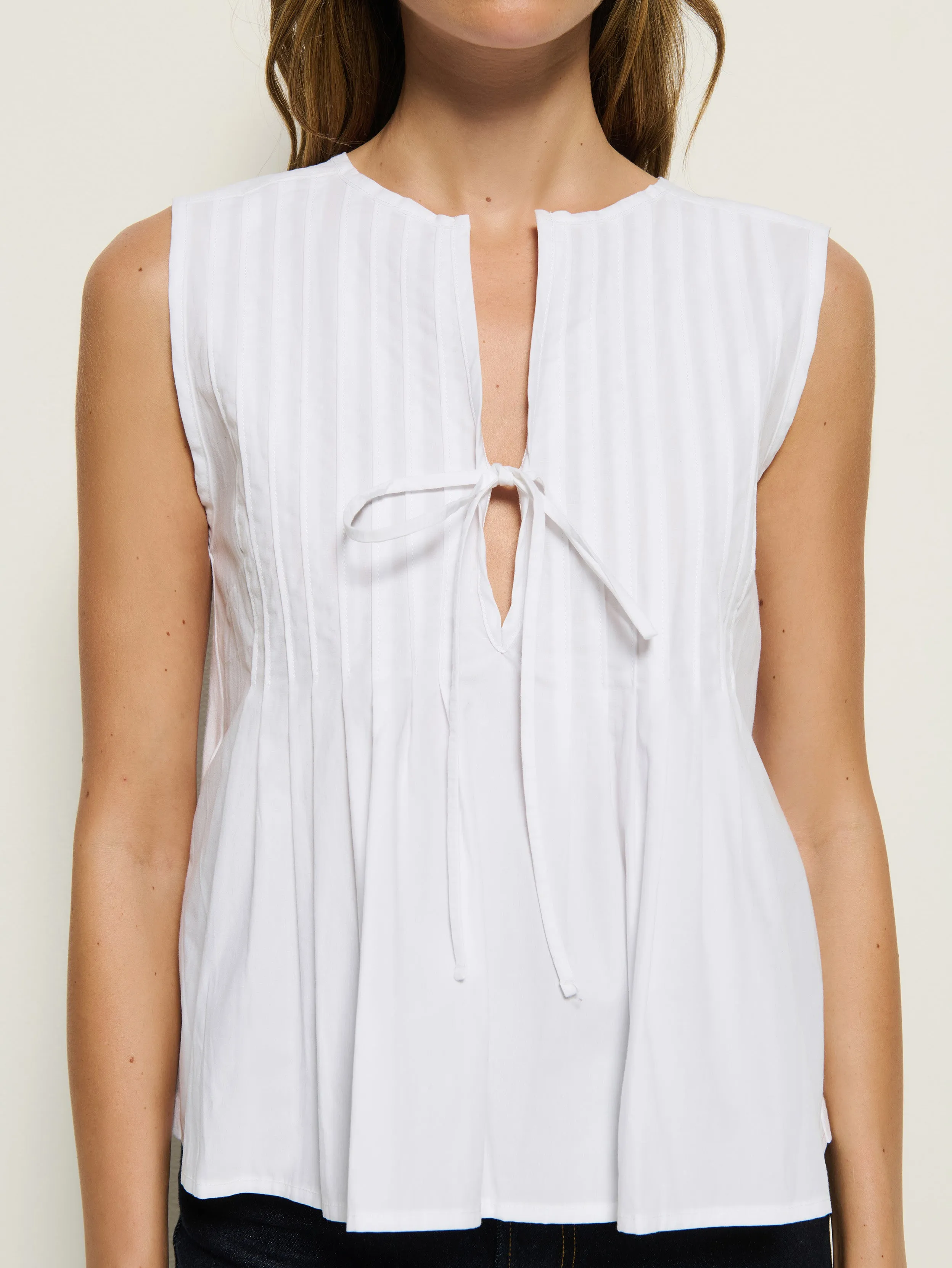 Ali Tie Front Top Office Mood Dry Touch