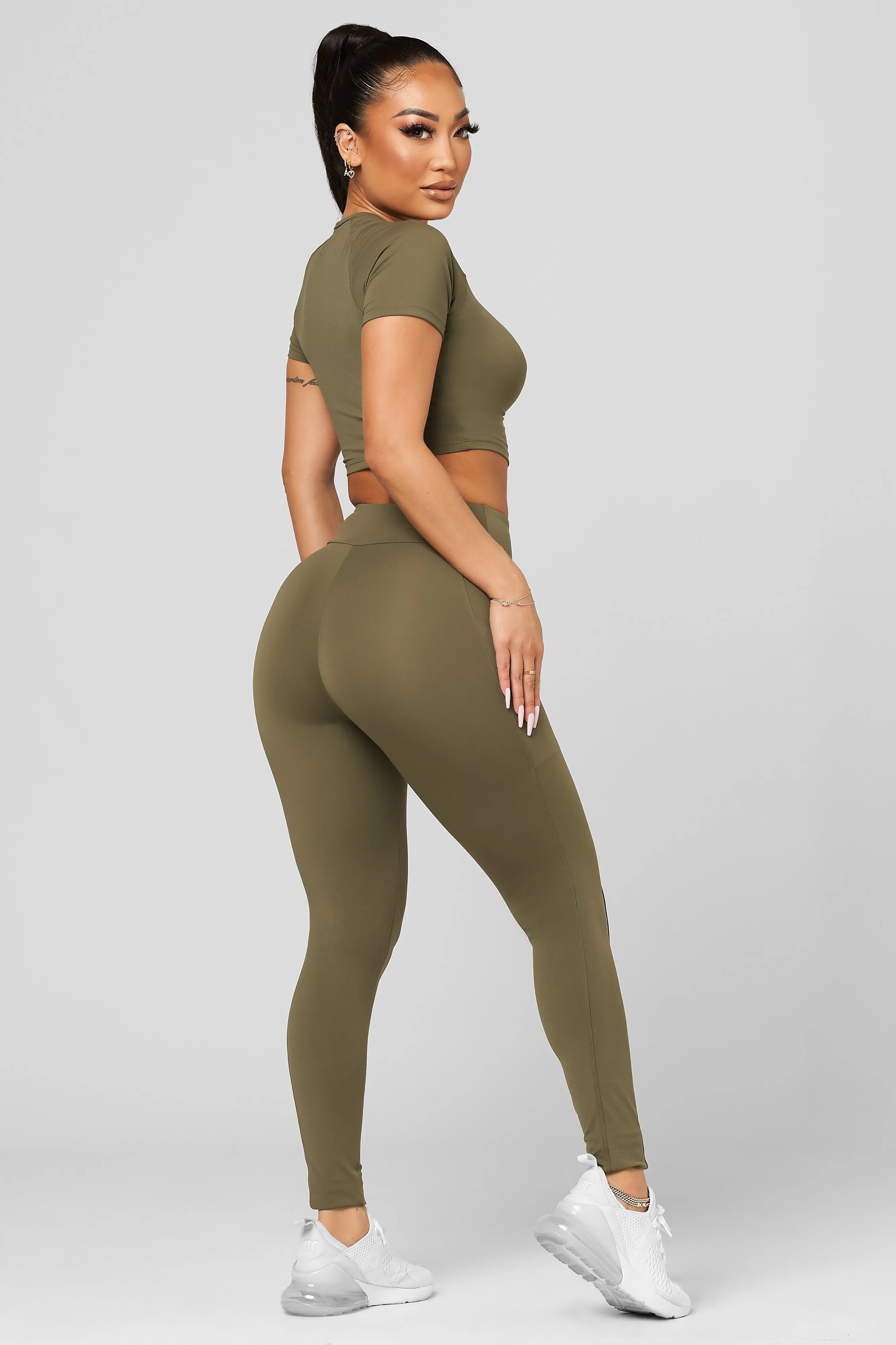 slow life SlipResistantWaistband Sage Pocket Legging