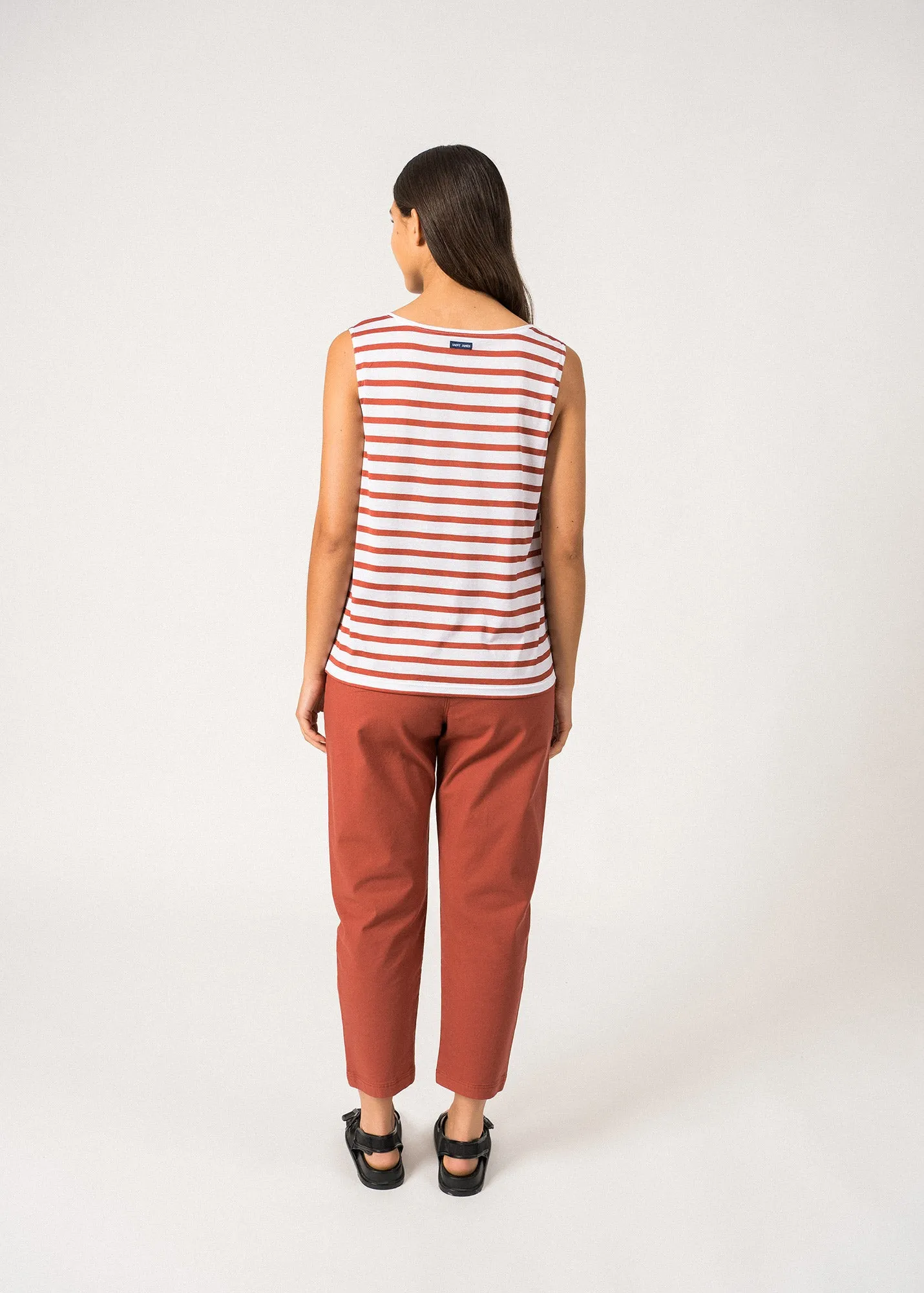 GASSIN - Striped Cotton Tank Top | Slim Fit (WHITE / TERRACOTTA) Hero Tale